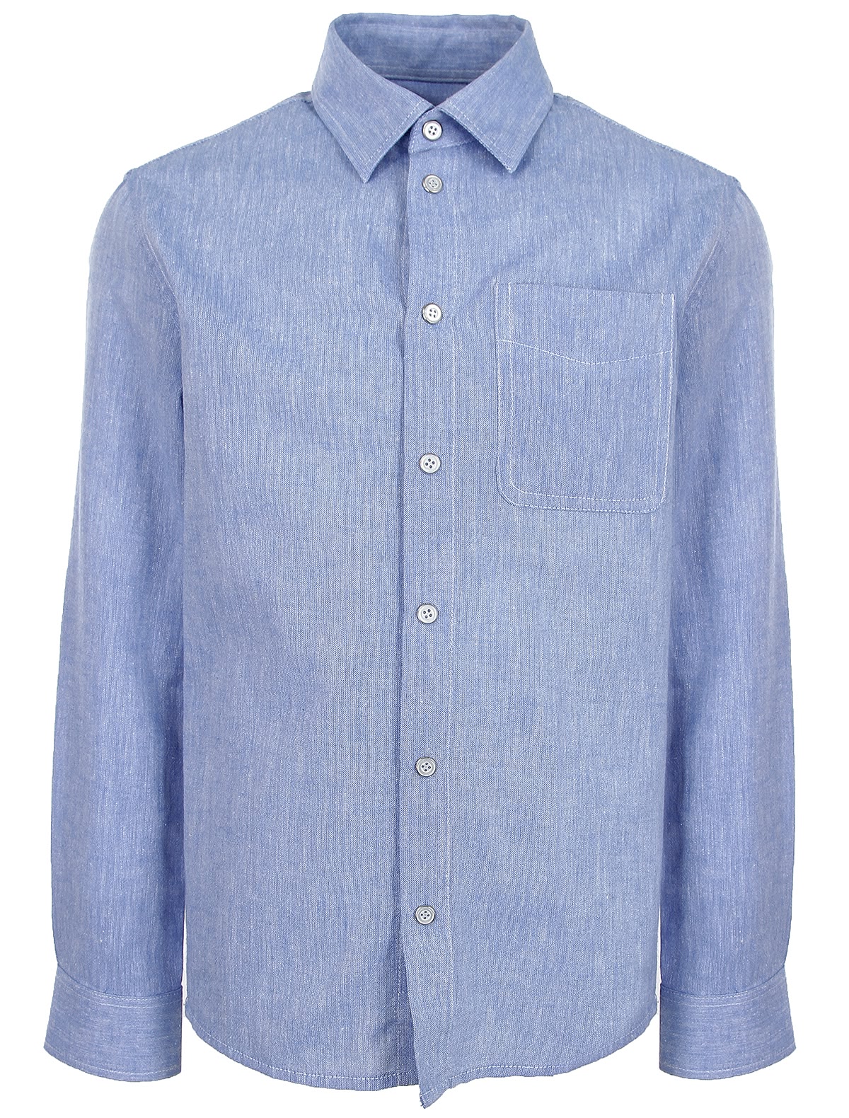 Голубая рубашка из льна и хлопка