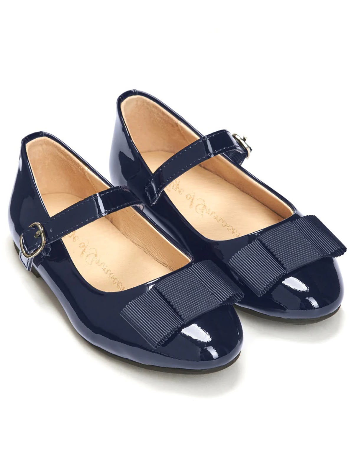 Тёмно-синие балетки с ремешком