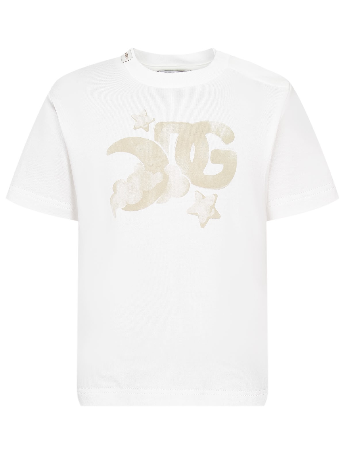 Белая футболка с кремовым принтом логотипа