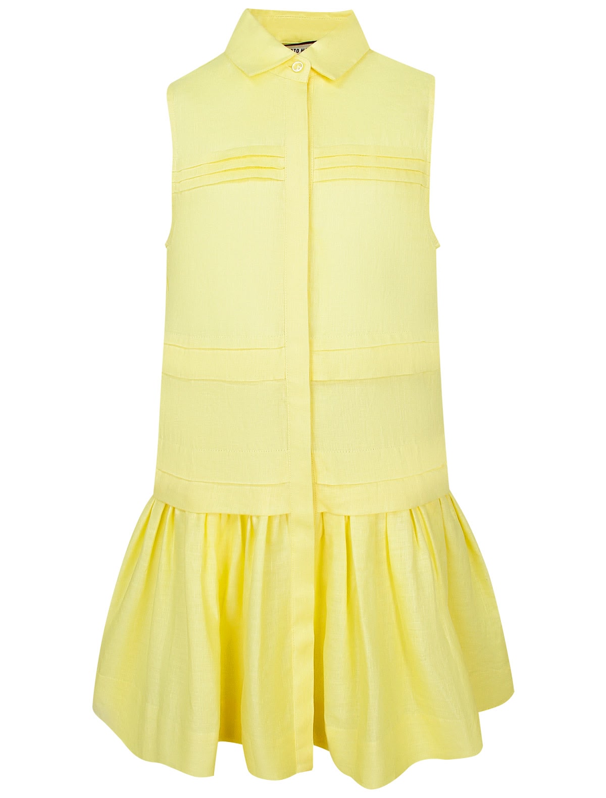 Желтое льняное платье