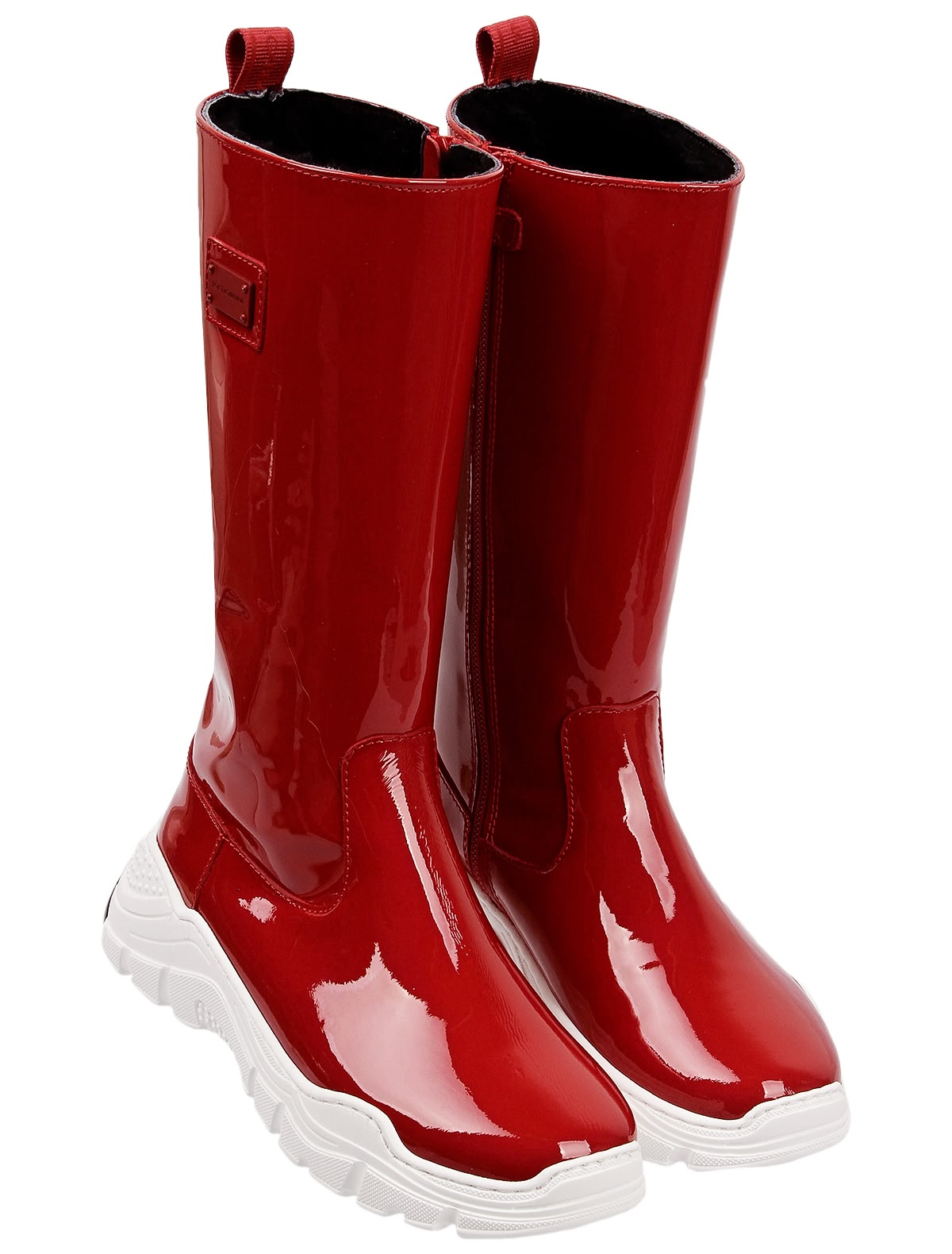 Сапоги на массивной подошве красные