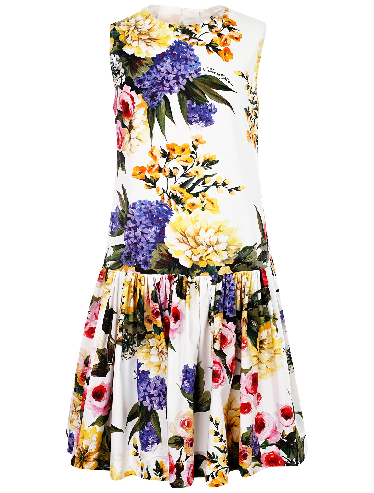 Платье с принтом сад без рукавов