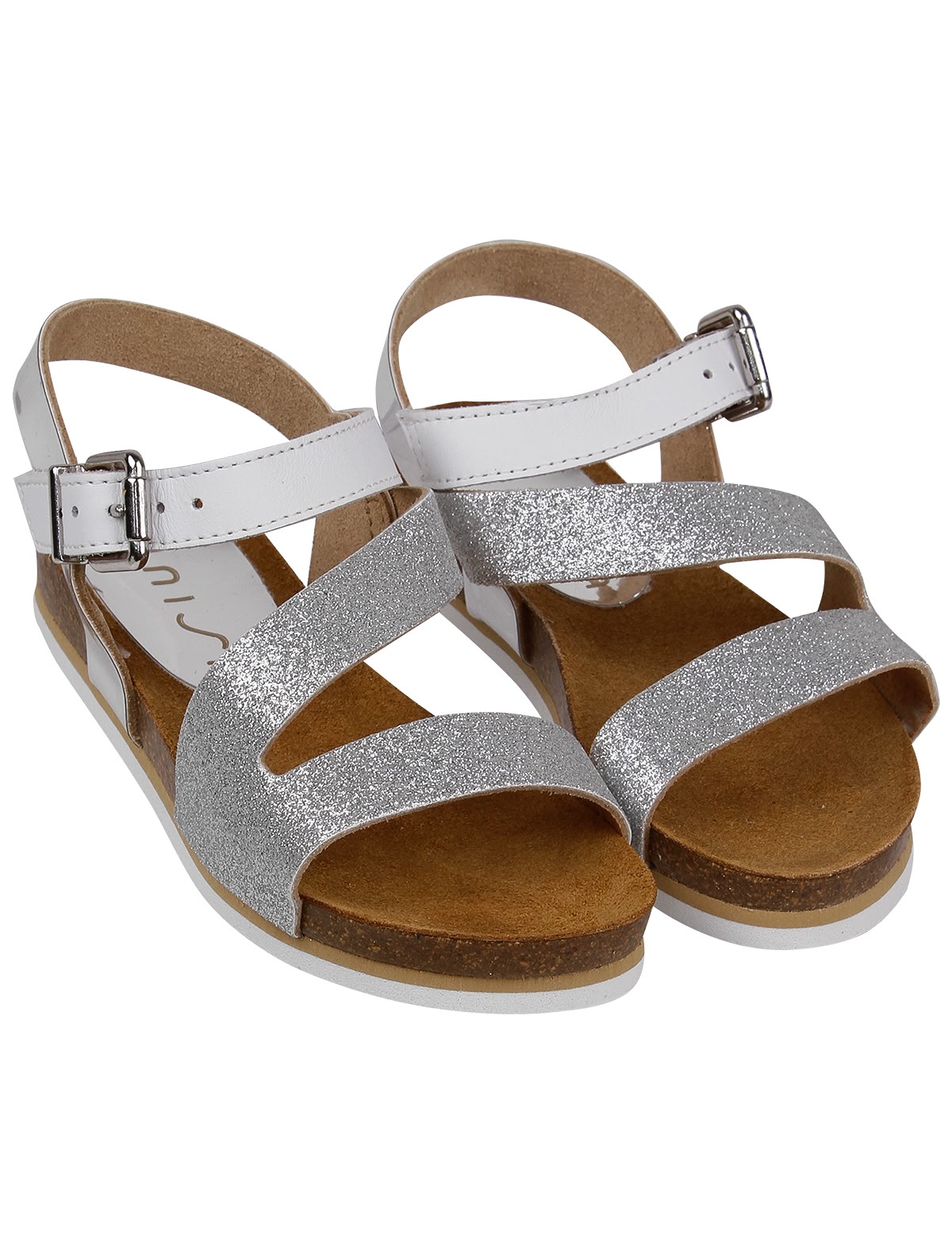 Серебряные босоножки из натуральной кожи