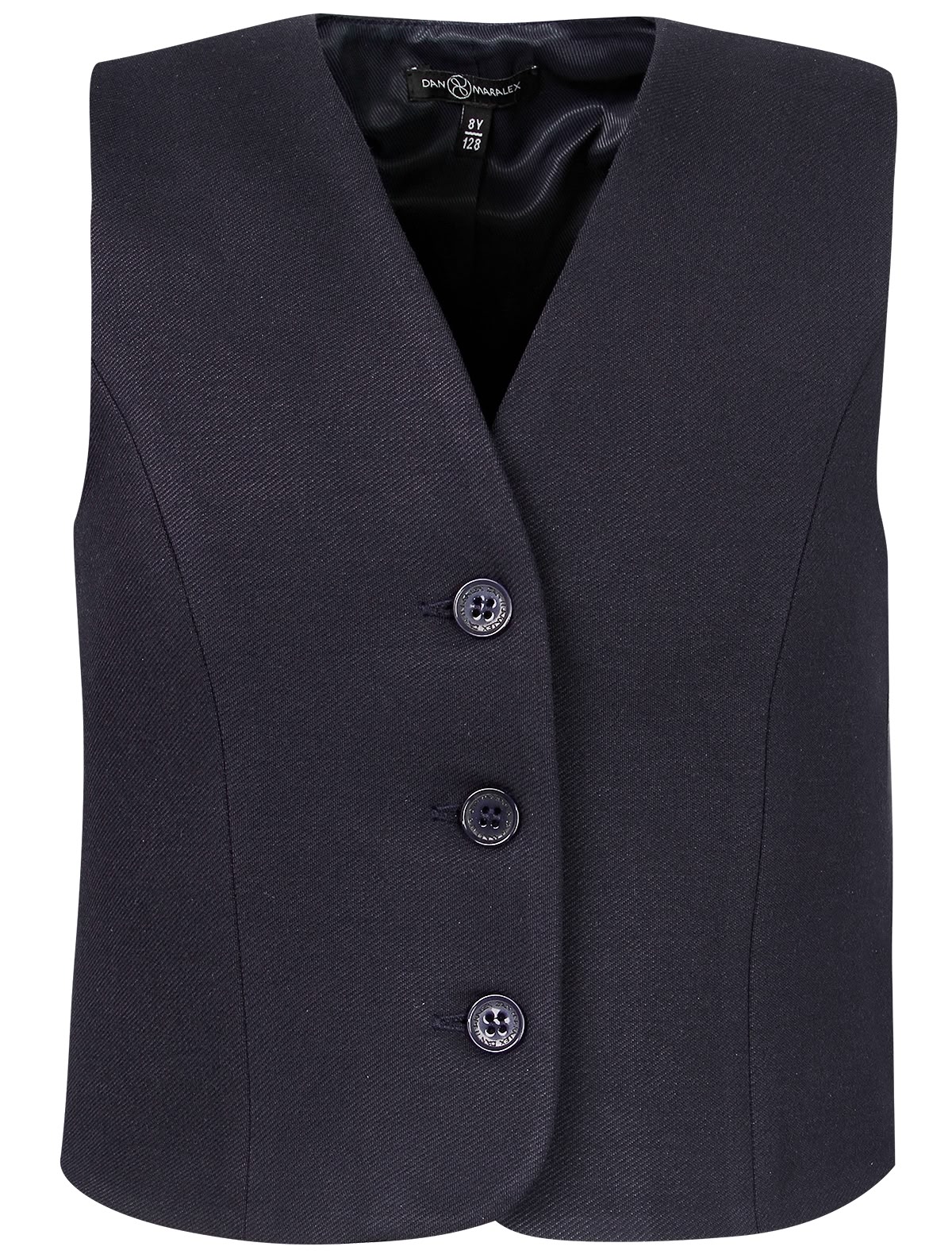 синий однобортный Жилет