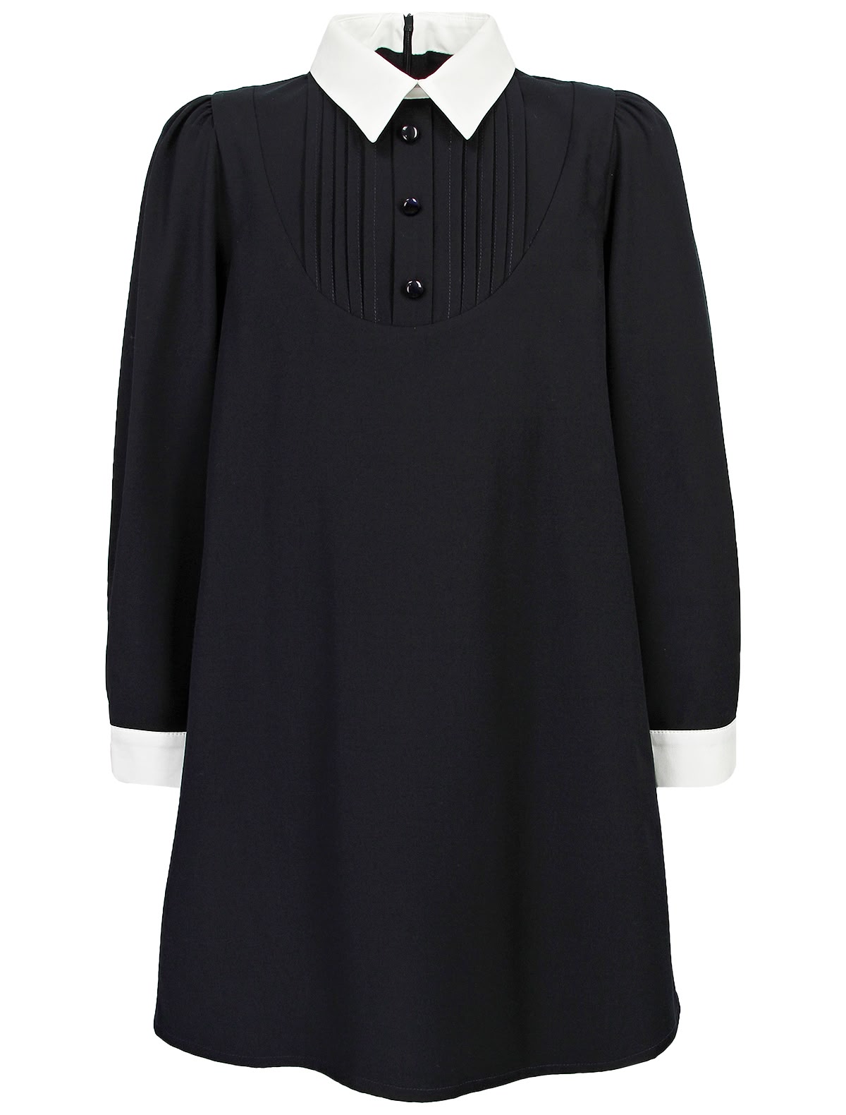 Синее платье с контрастным воротником и манжетами