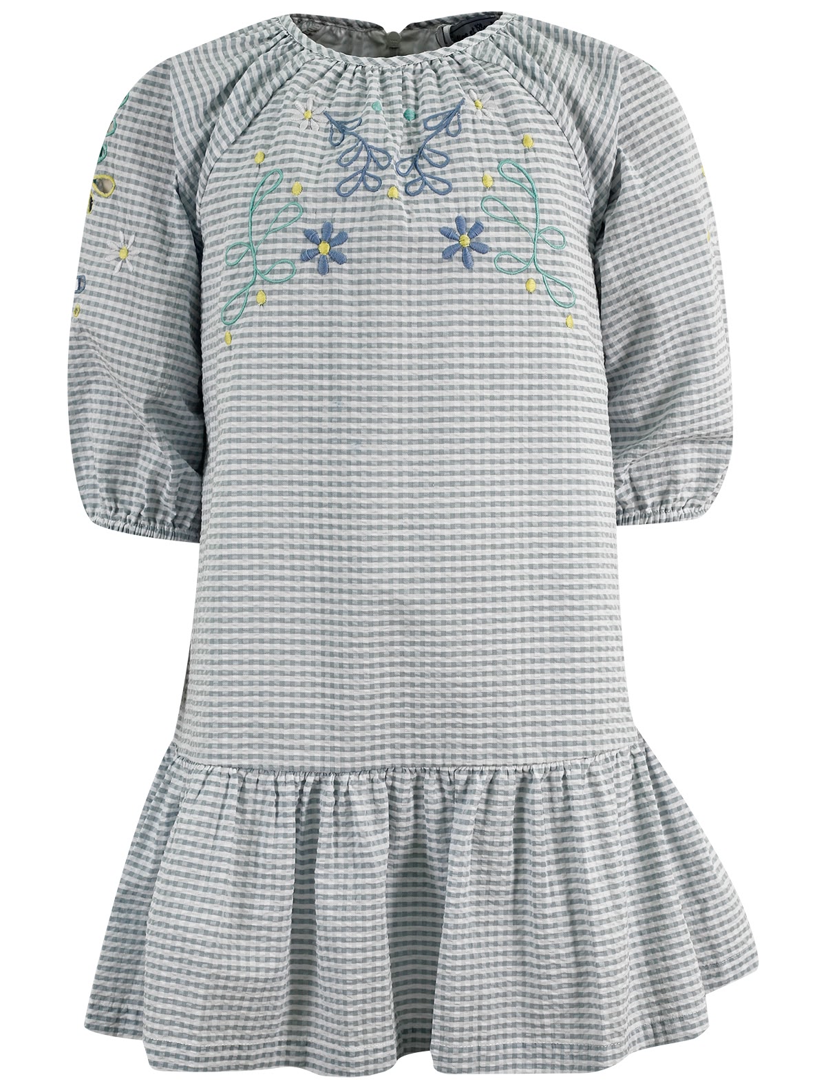 Платье в клетку с вышивкой ручной работы