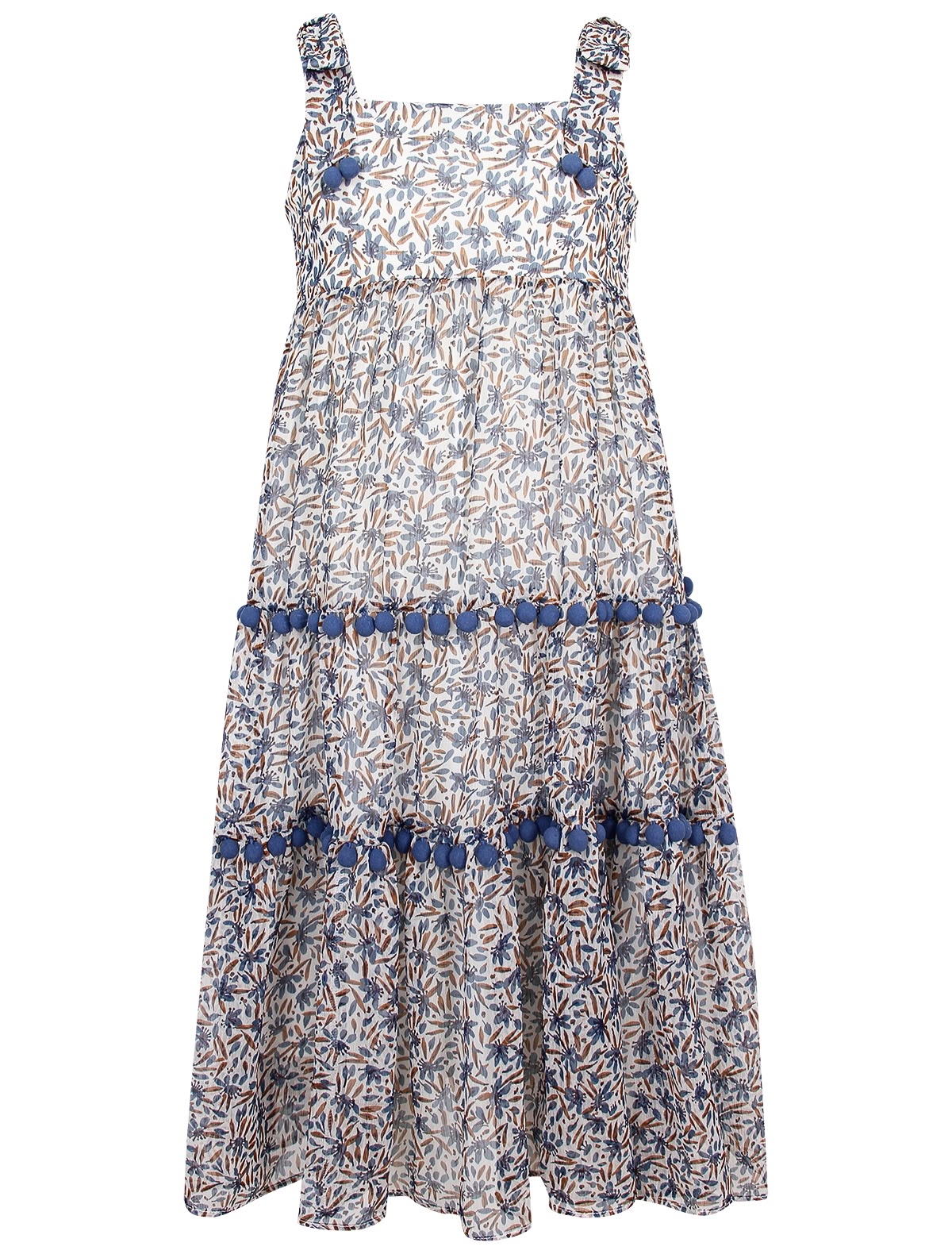 Платье с синим цветочным узором