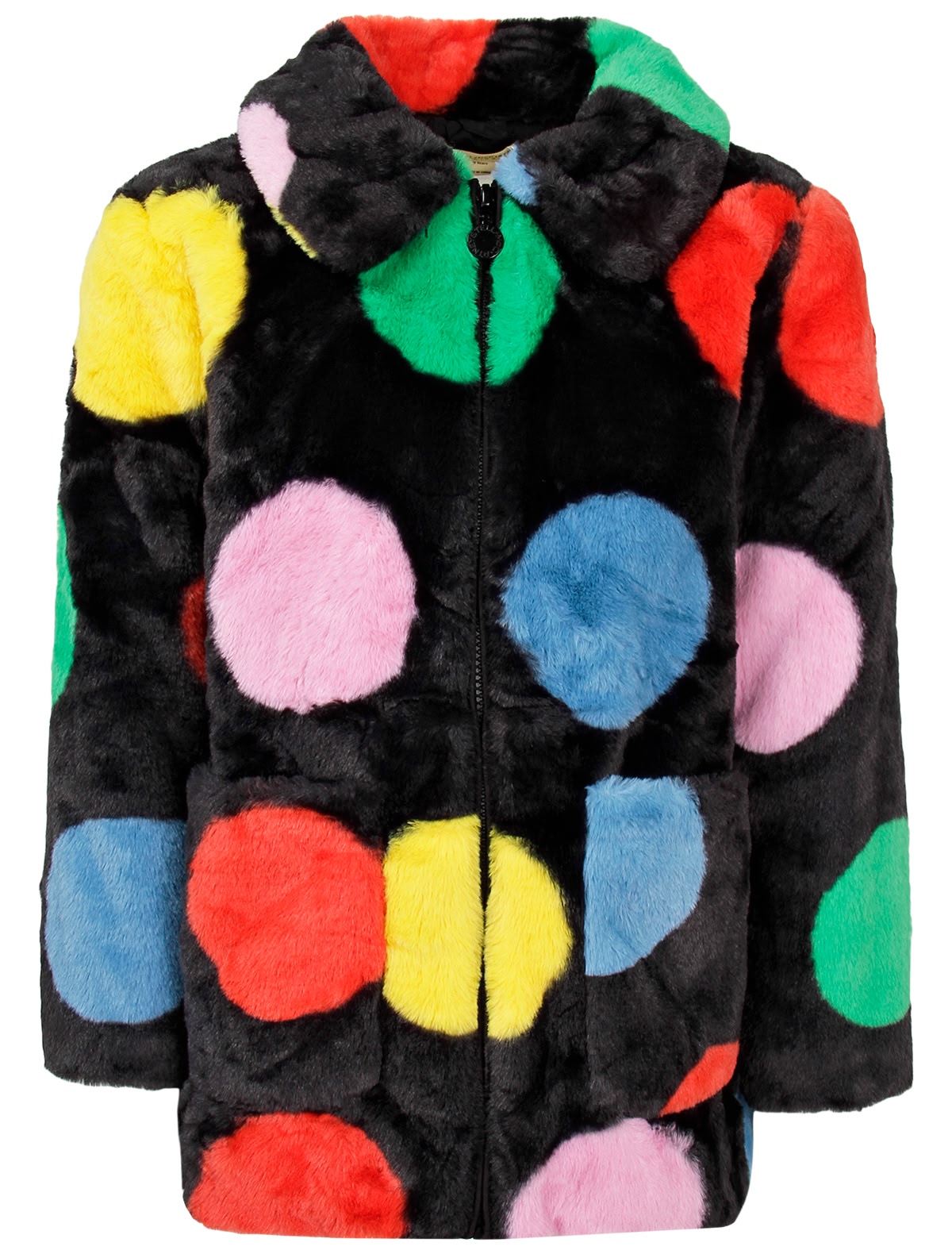 Меховое пальто в горошек