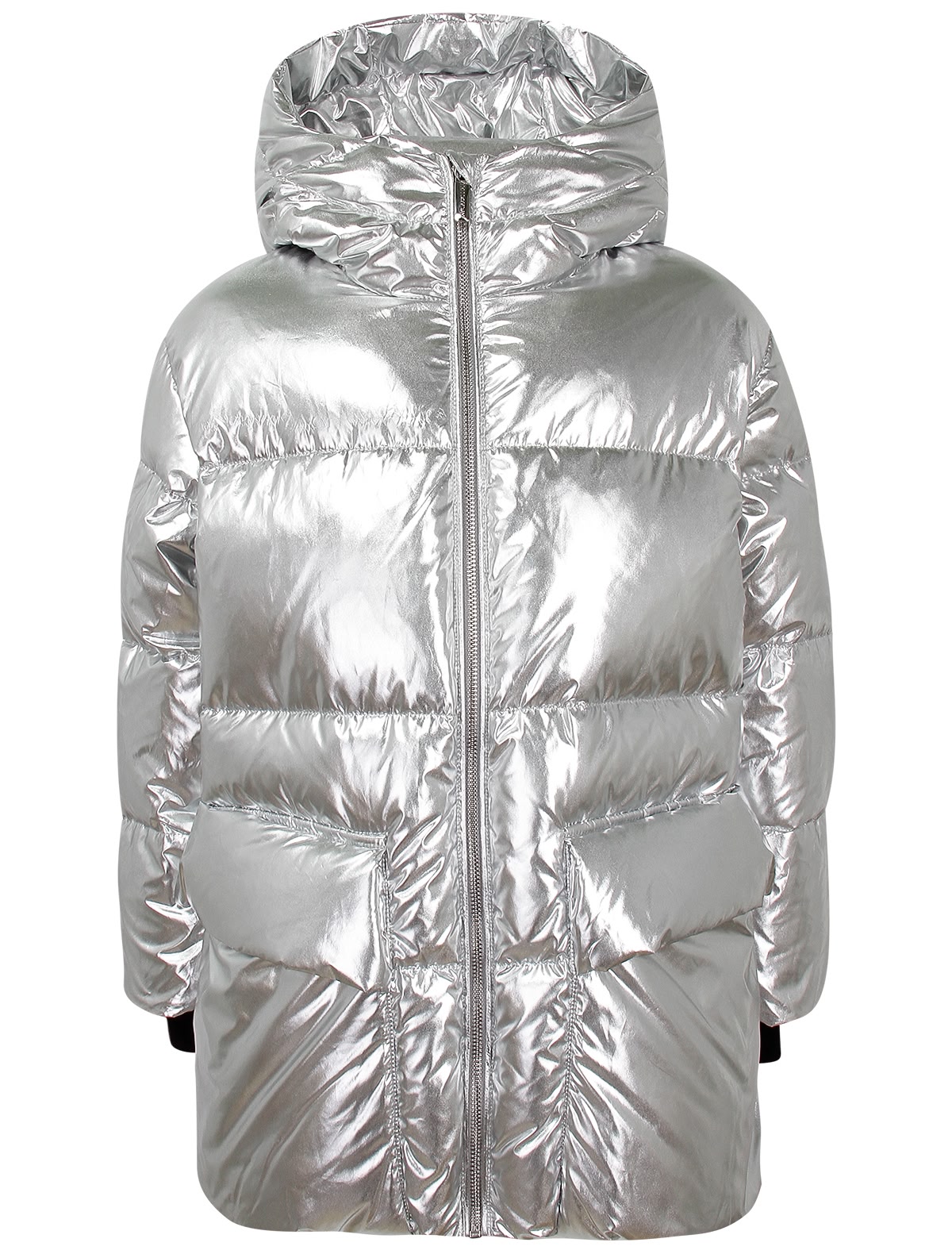 Серебристая куртка с принтом на подкладке
