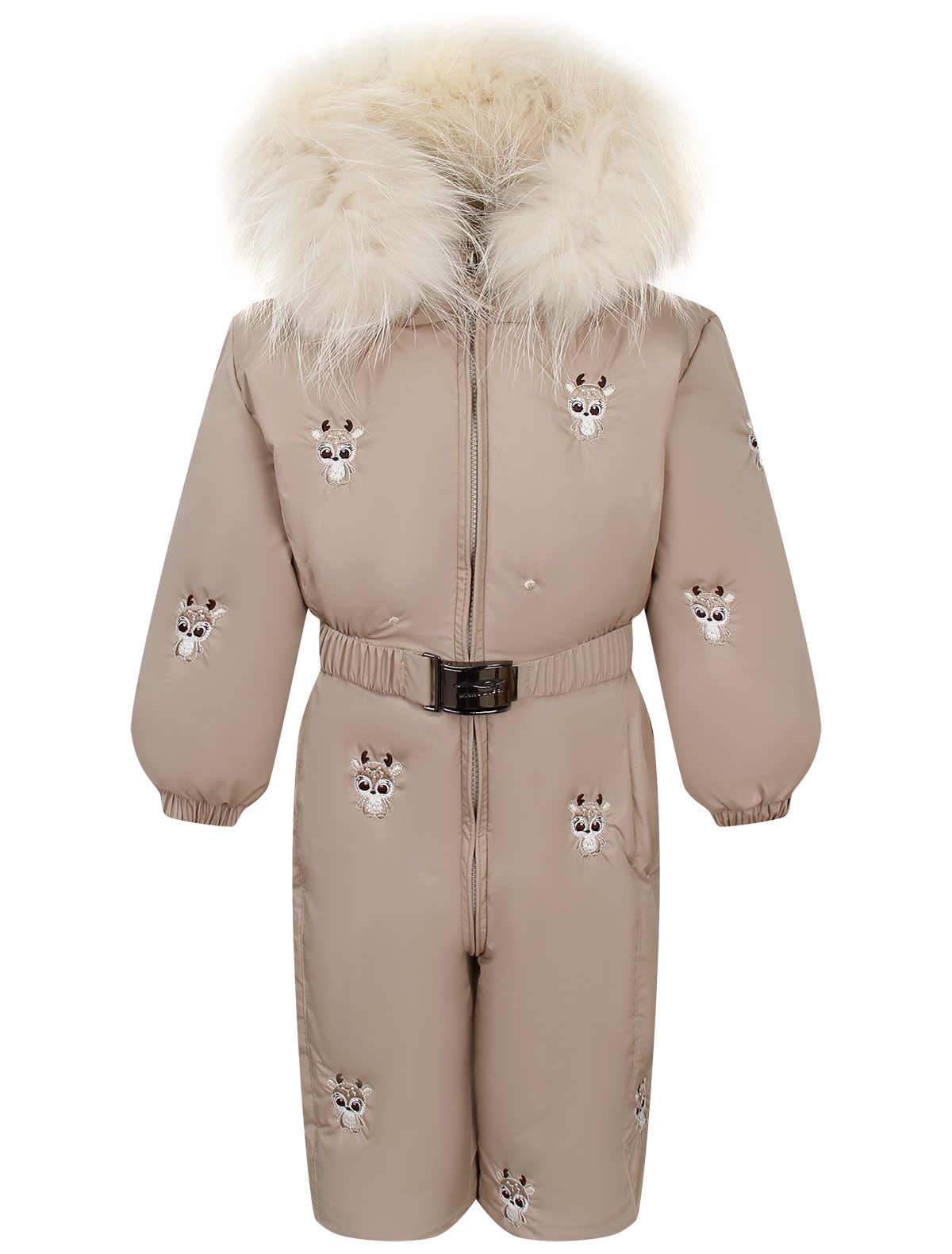 Бежевый пуховый комбинезон