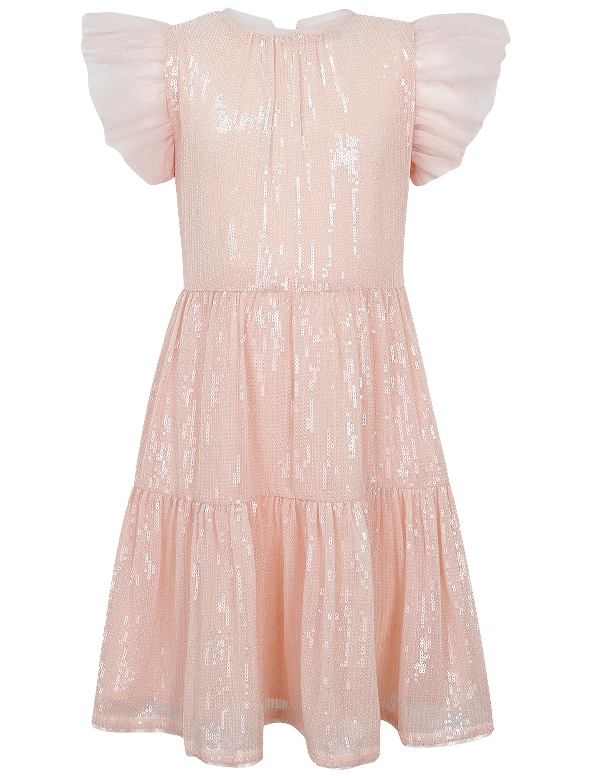 Розовое платье с декором из пайеток