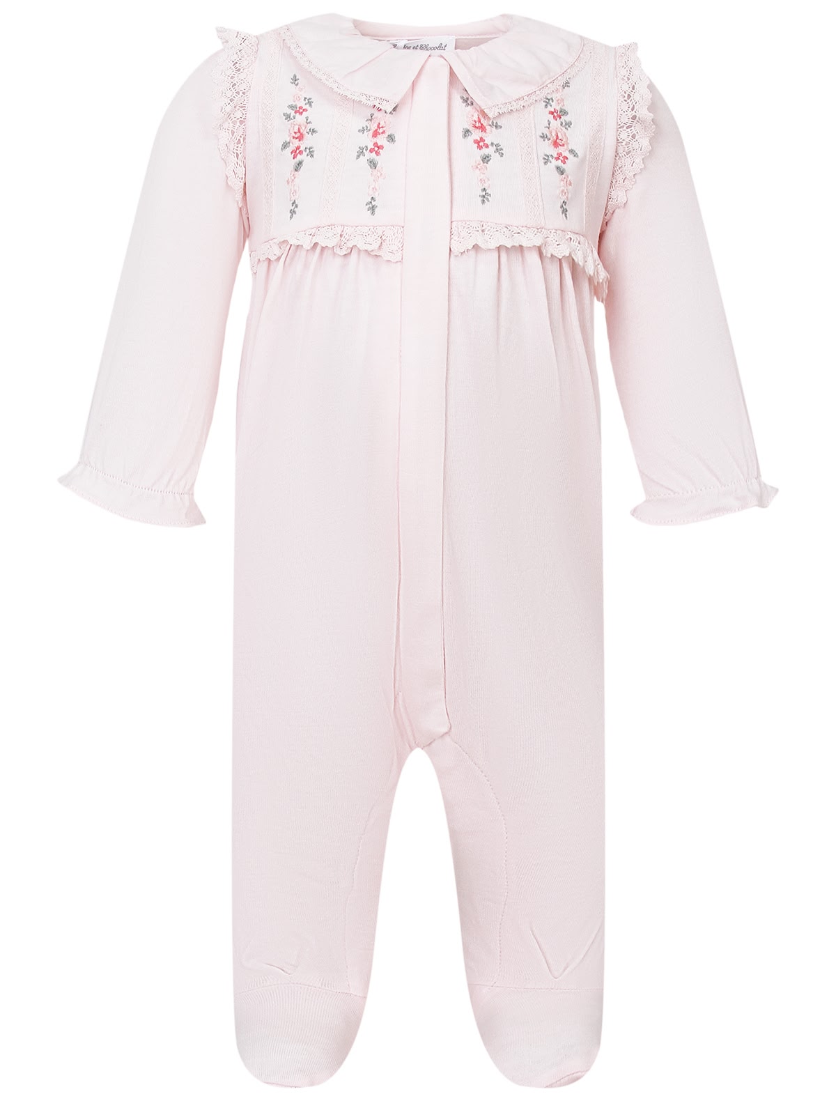 Розовый комбинезон с вышитыми цветами