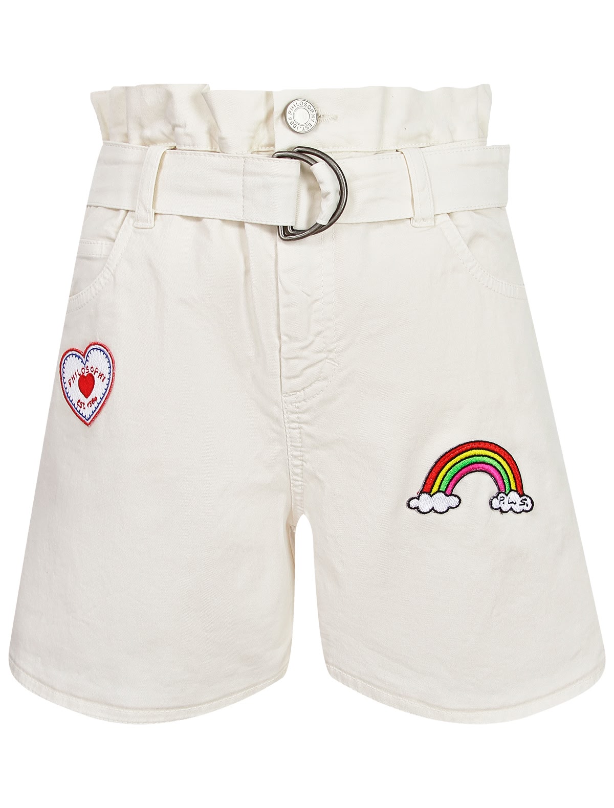 Кремовые шорты с нашивками