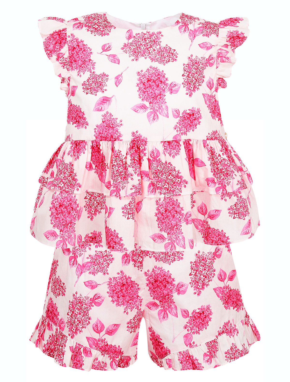 Комплект из шорт и блузы с розовыми цветами