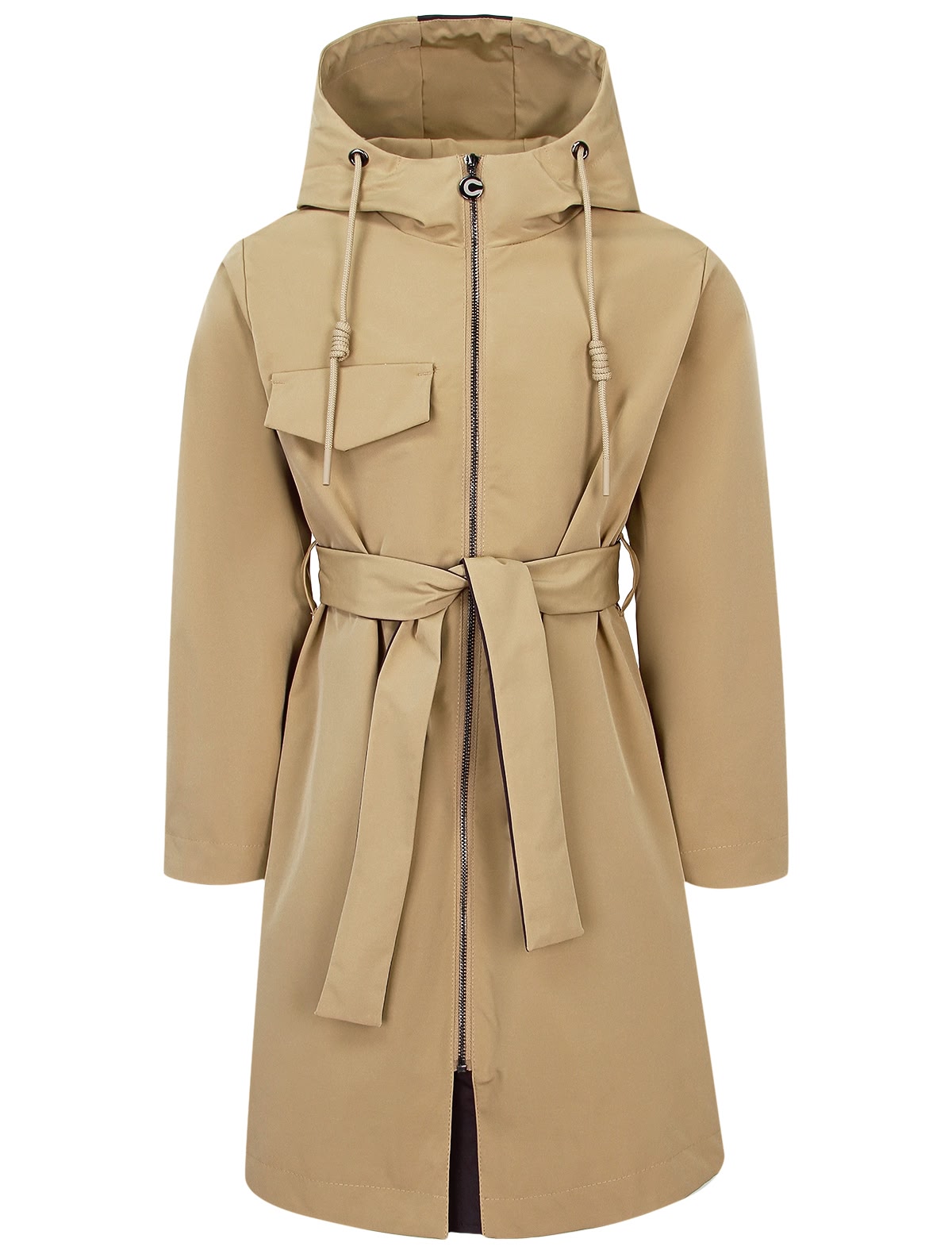 Бежевый плащ с поясом