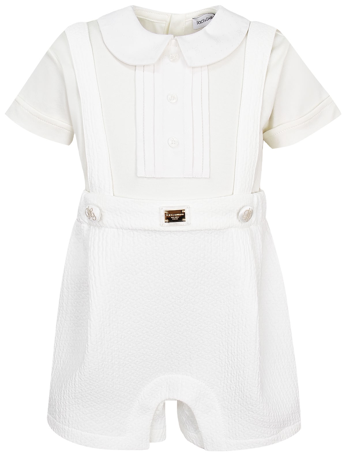 Кремовый комбинезон с отложным воротником