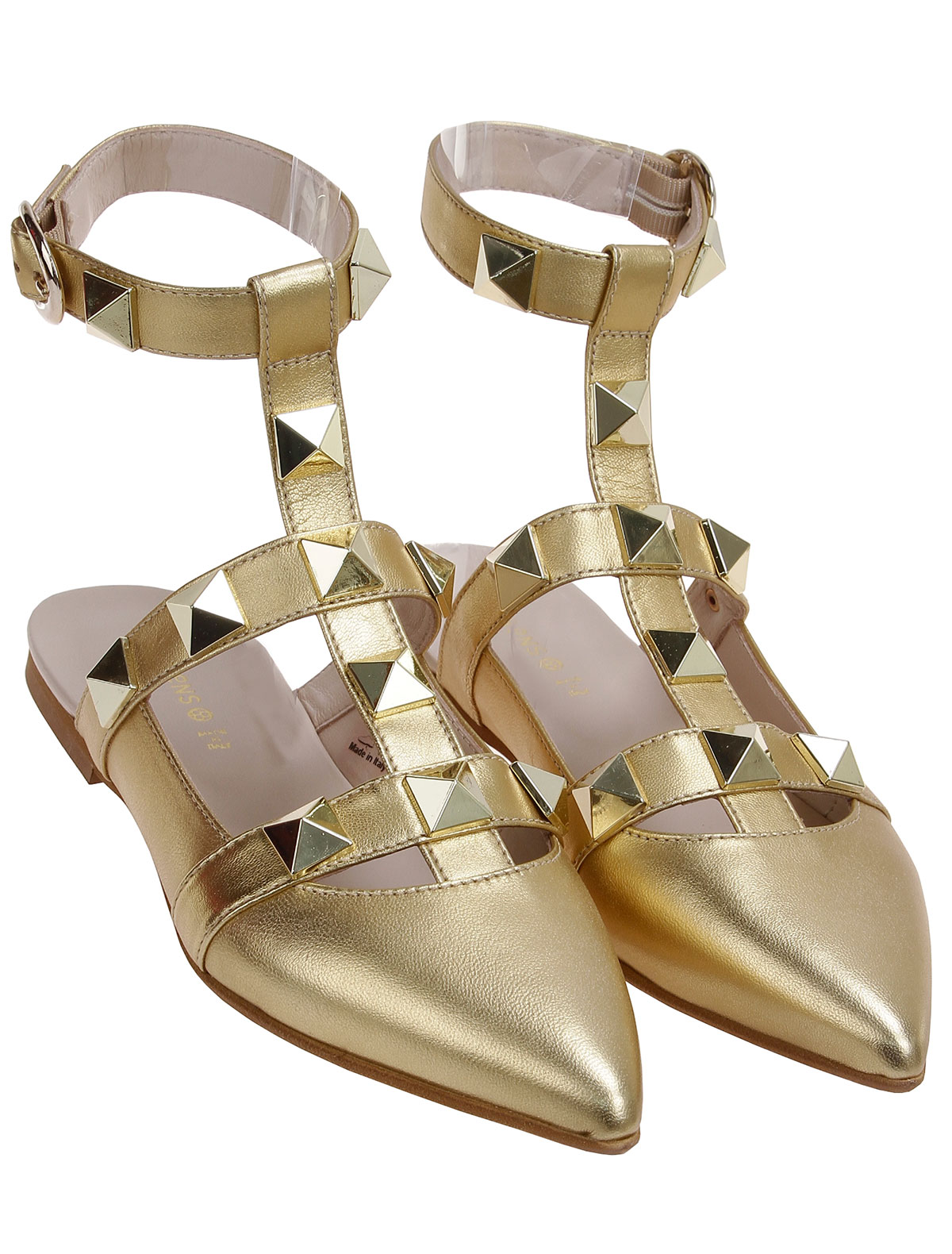 Золотистые туфли с застежкой на щиколотке