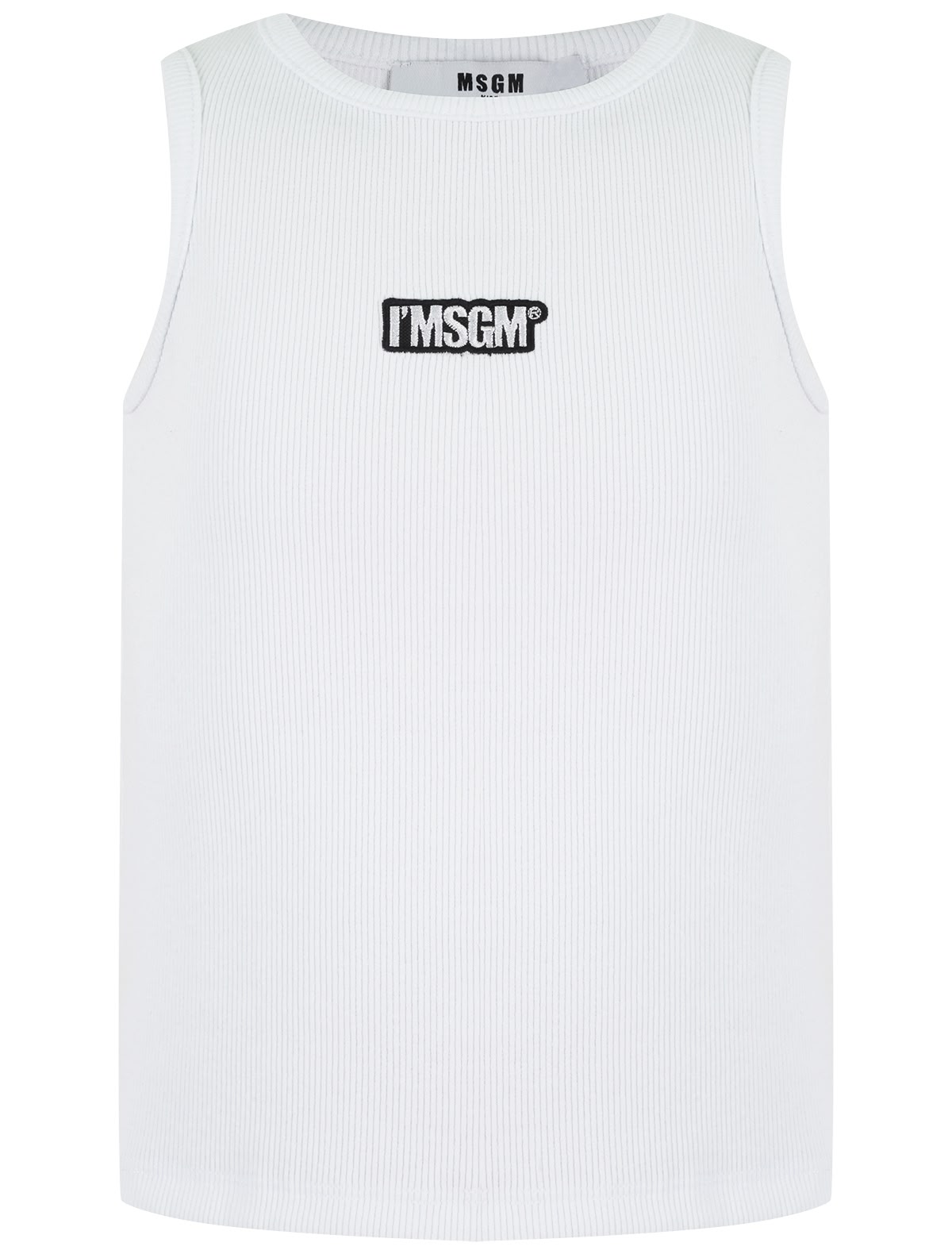 Белая майка в рубчик