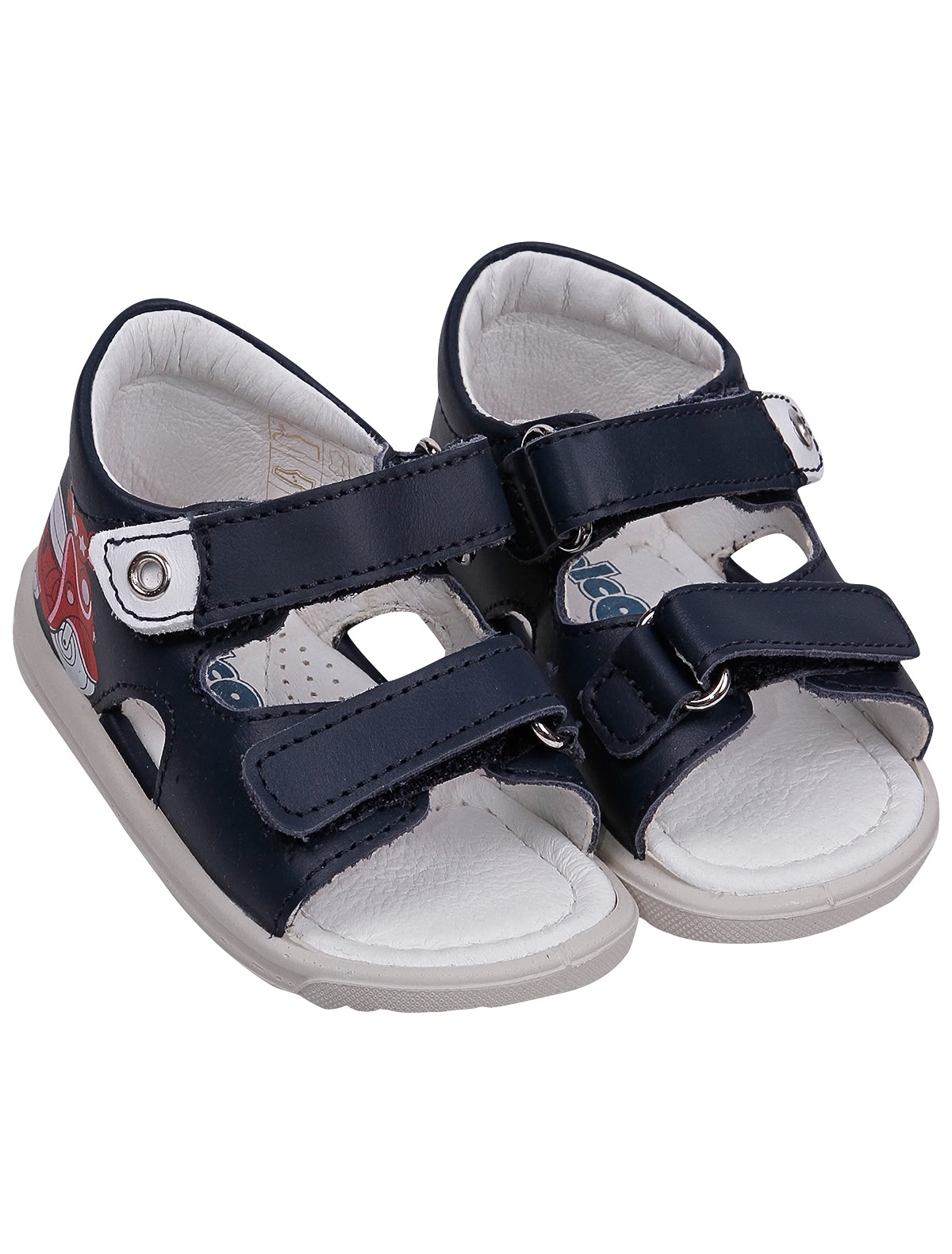 Кожаные сандалии с принтом мопед