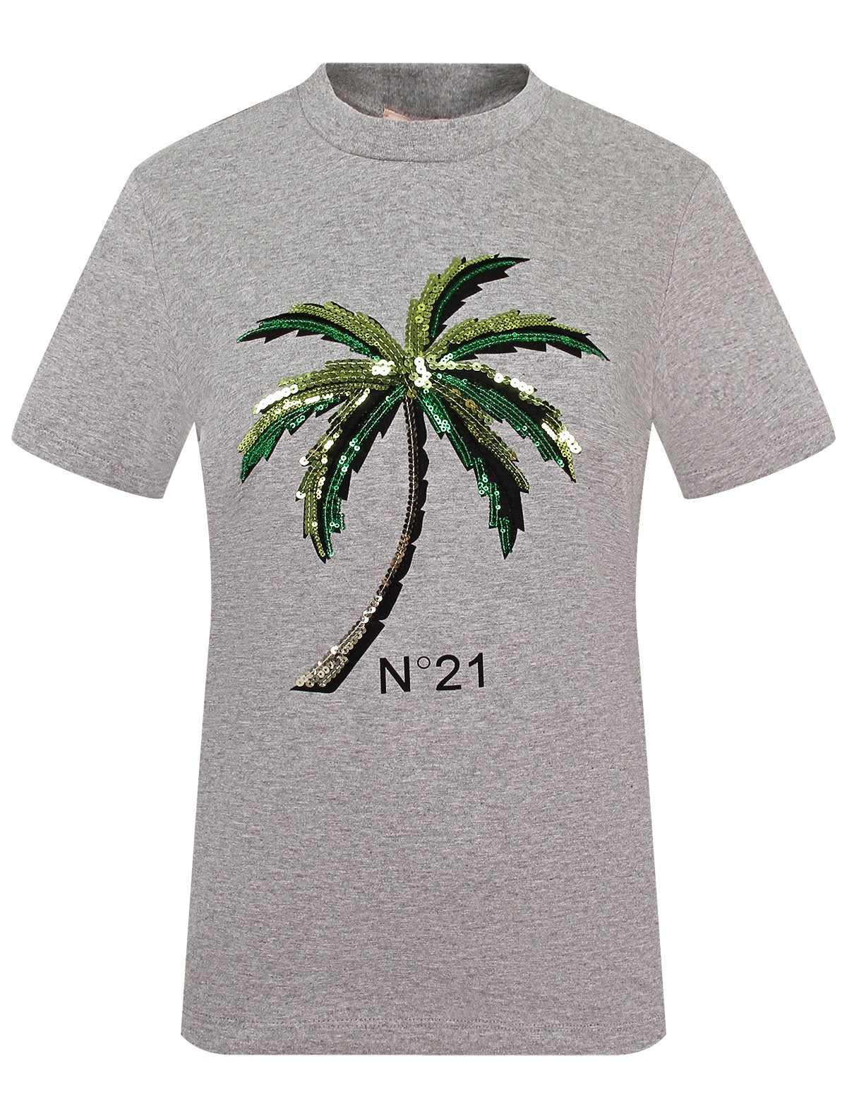 Футболка с пальмой из пайеток