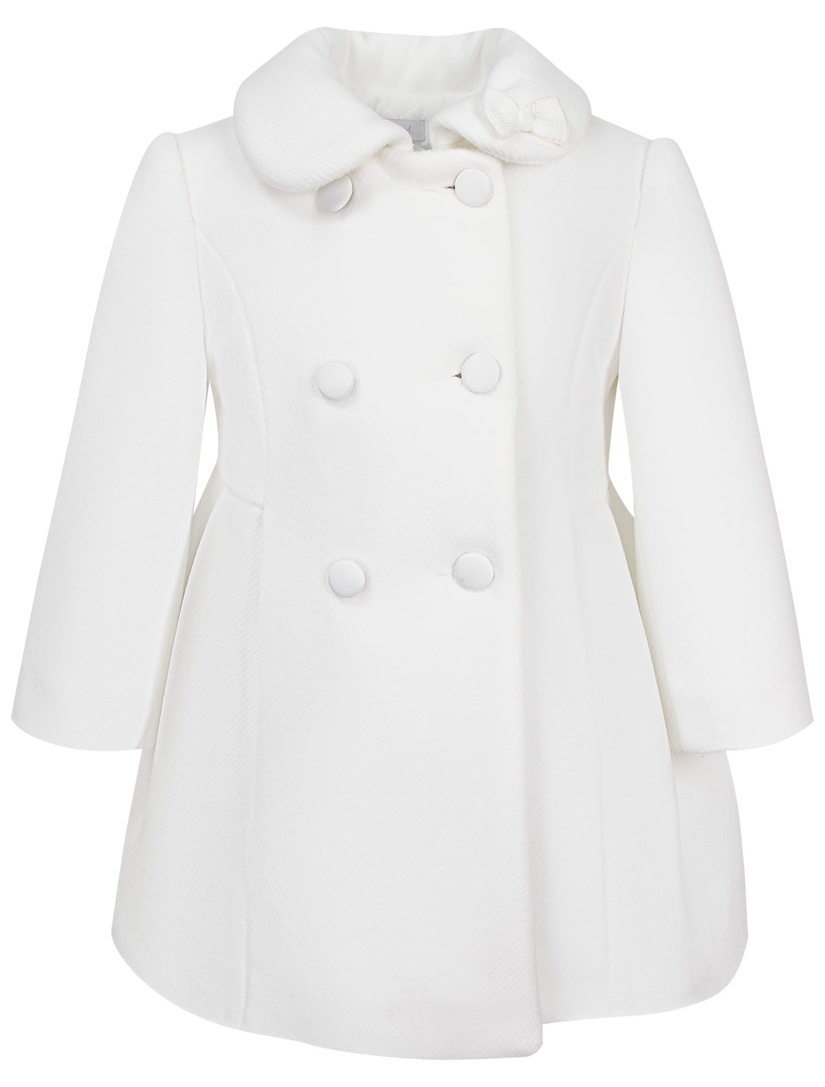 Белое двубортное пальто