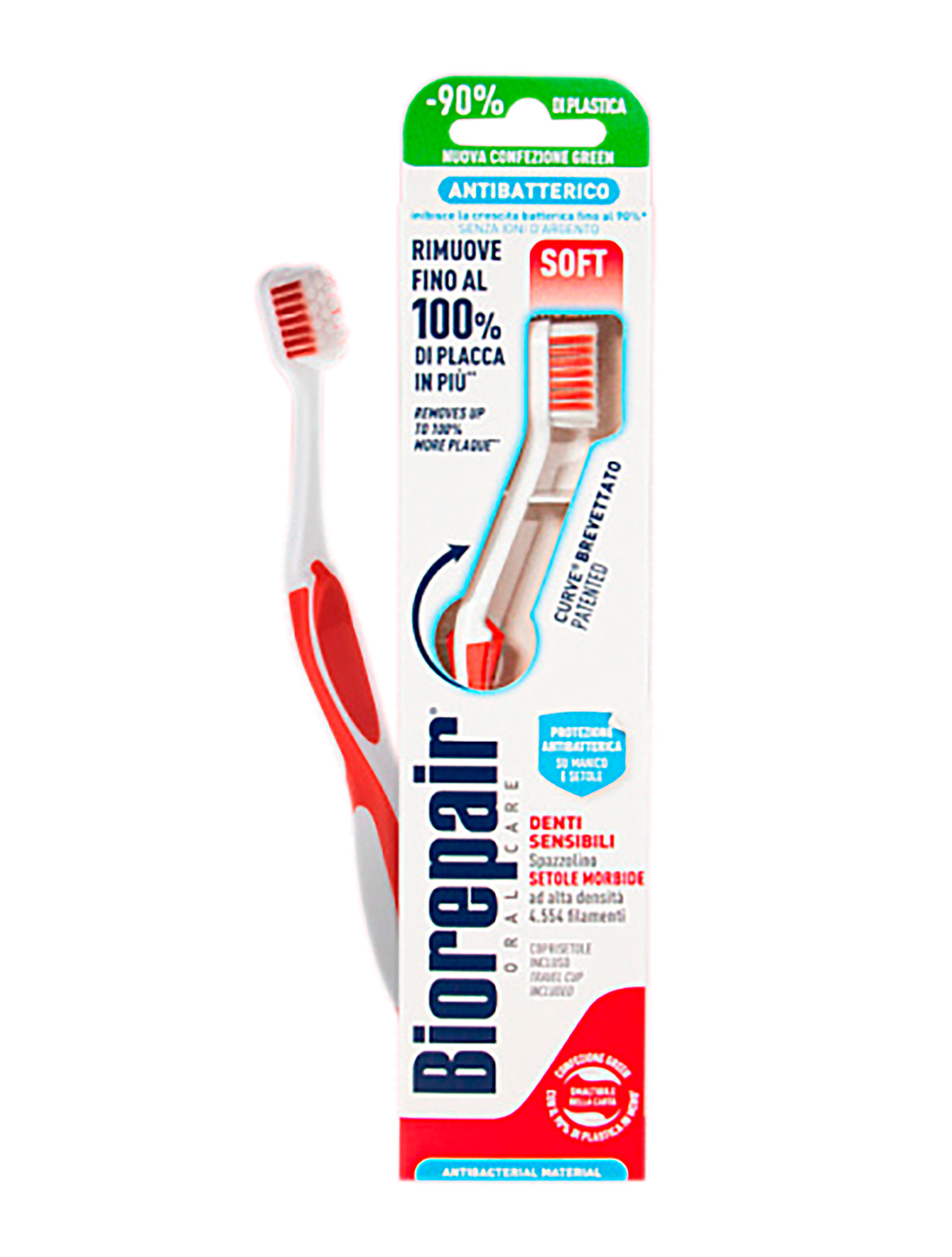 Зубная щетка Biorepair 2611840, цвет красный, размер 2