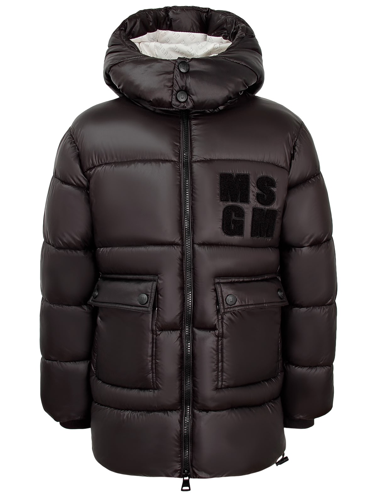 Дутое чёрное пальто