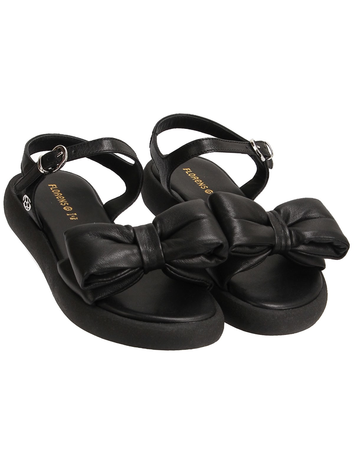 Черные босоножки с объемными бантами