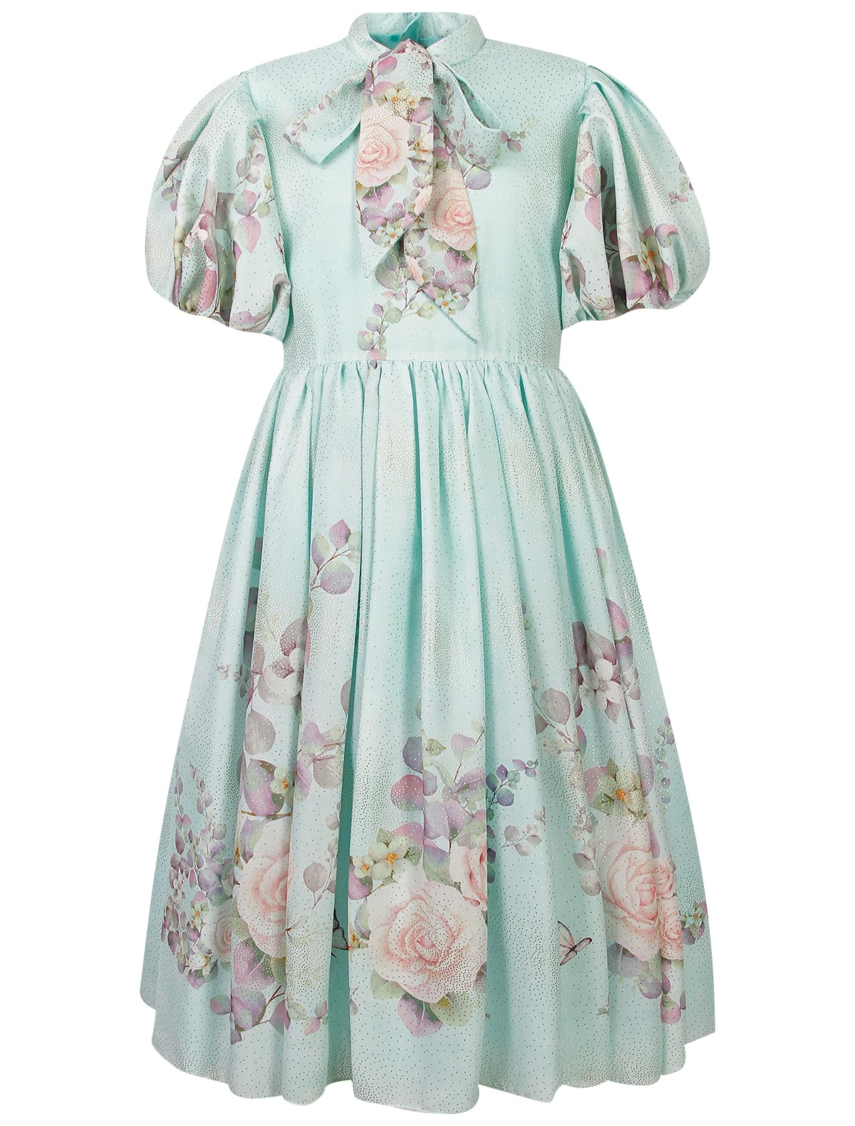 Длинное платье с рукавами-фонариками