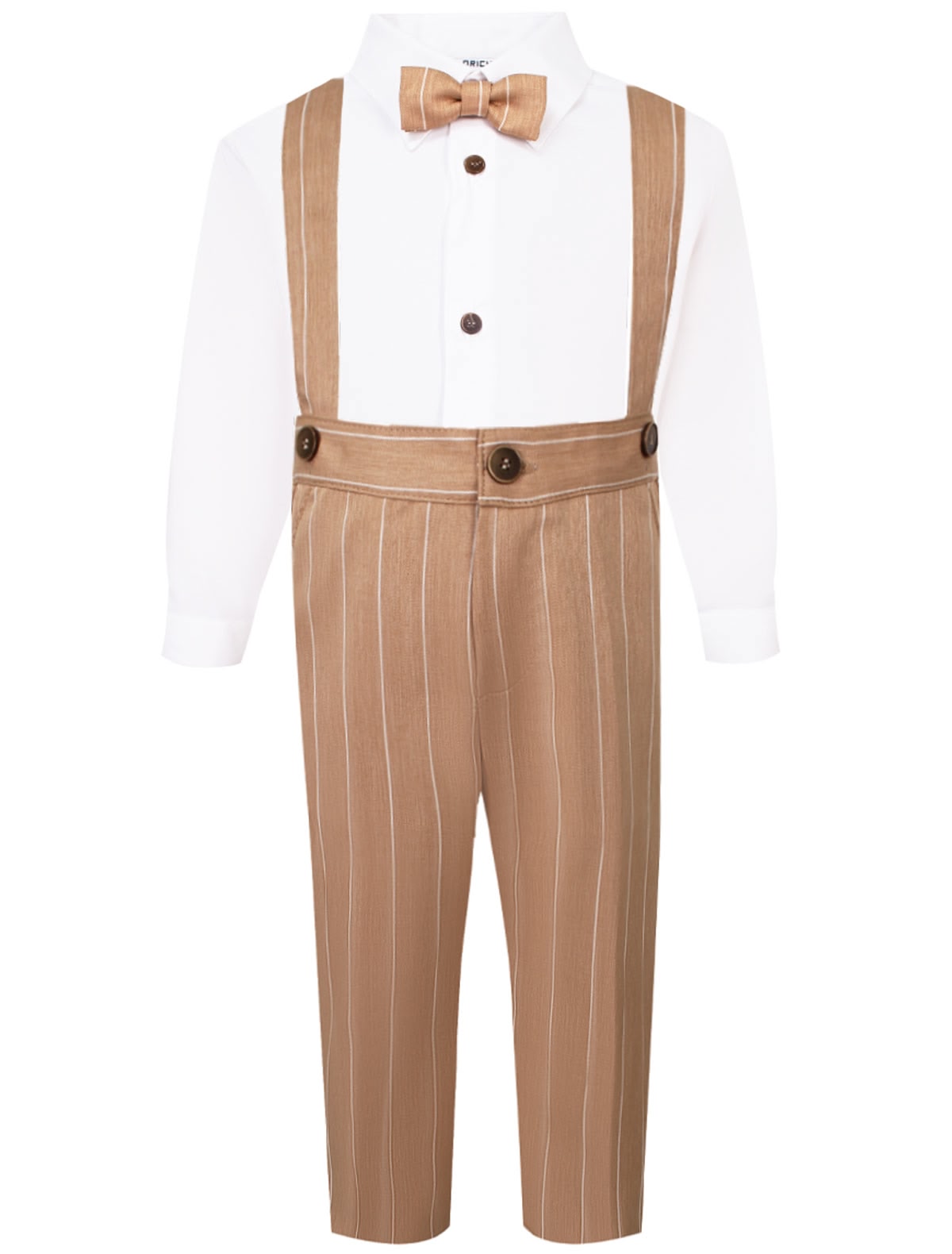 Комплект из бежевых брюк, рубашки и бабочки