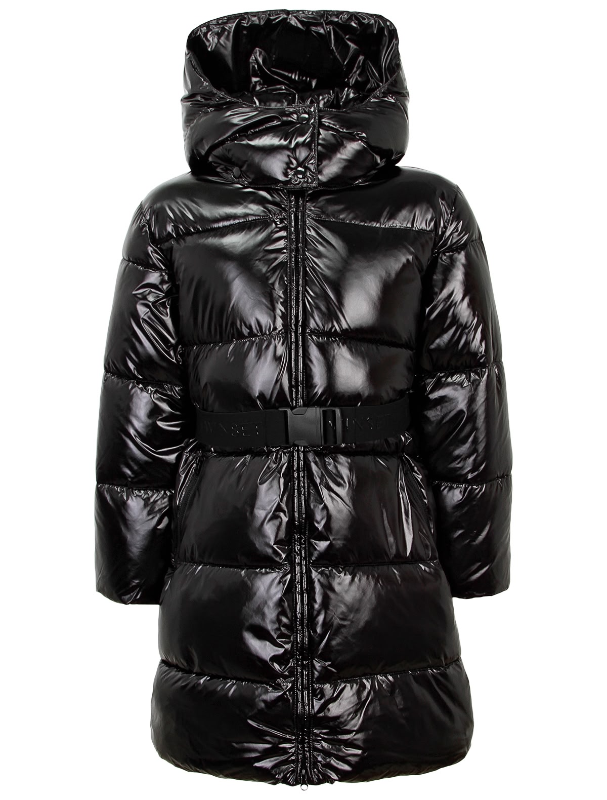 Черное пальто с капюшоном