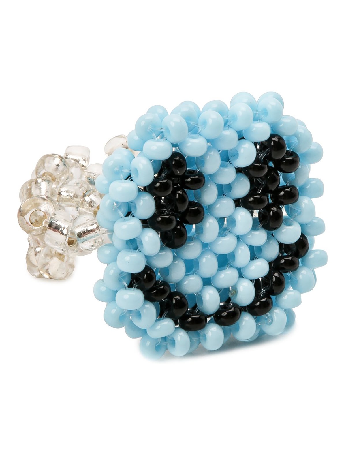 Кольцо из бисера Смайл голубое