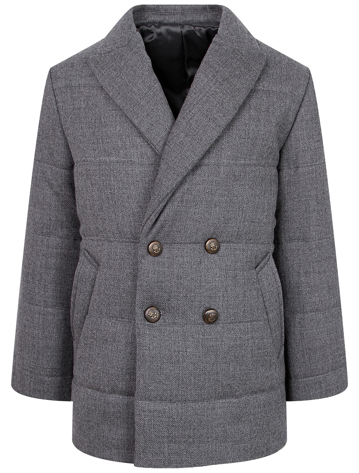 Серое двубортное полупальто