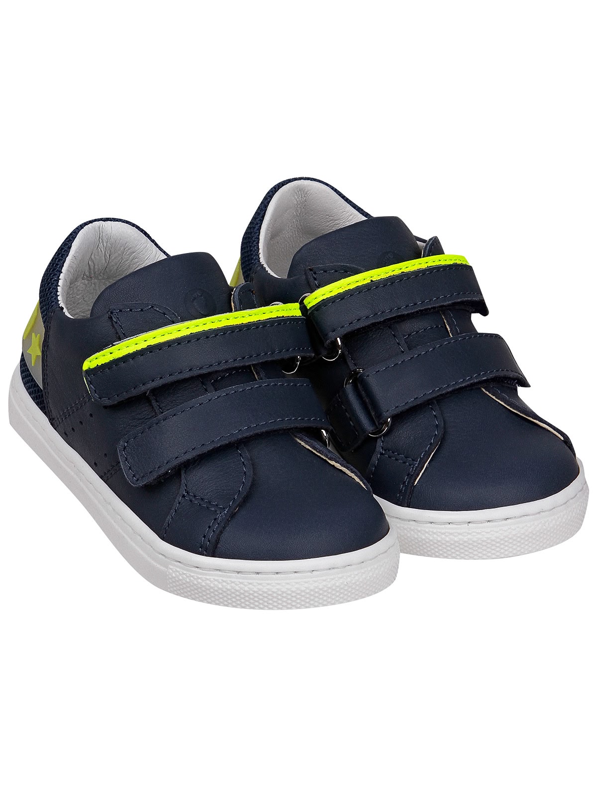 Кеды из комбинированных материалов с неоновой вставкой