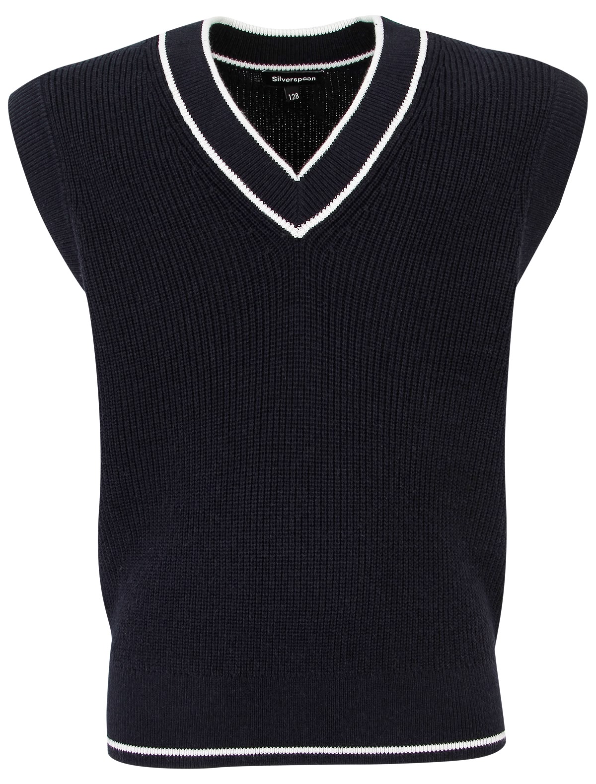 Синий жилет с белой окантовкой