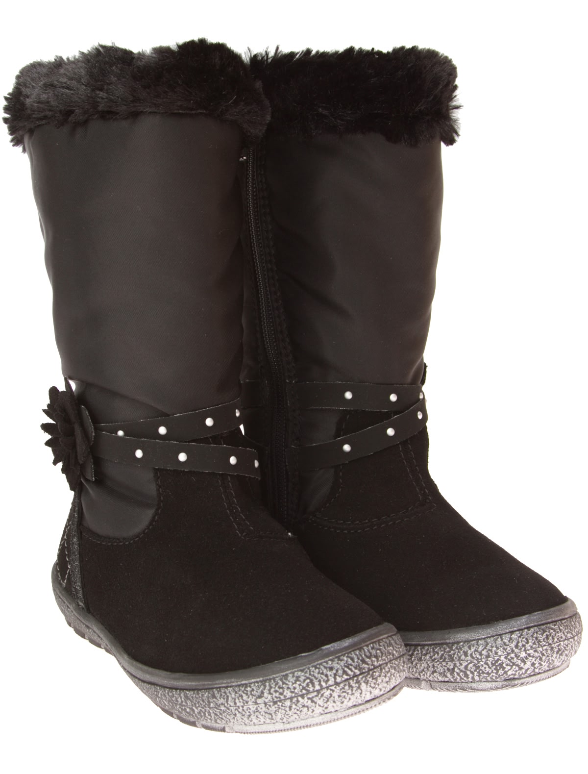 Сапоги из натуральной кожи с текстильными вставками