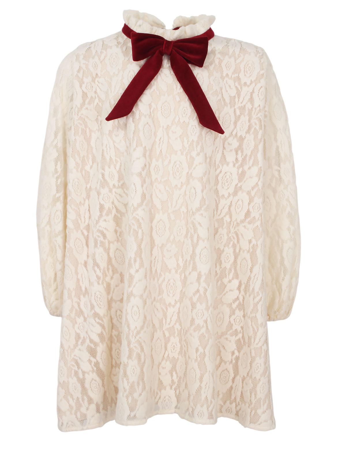 Кружевное платье с бархатным бантом