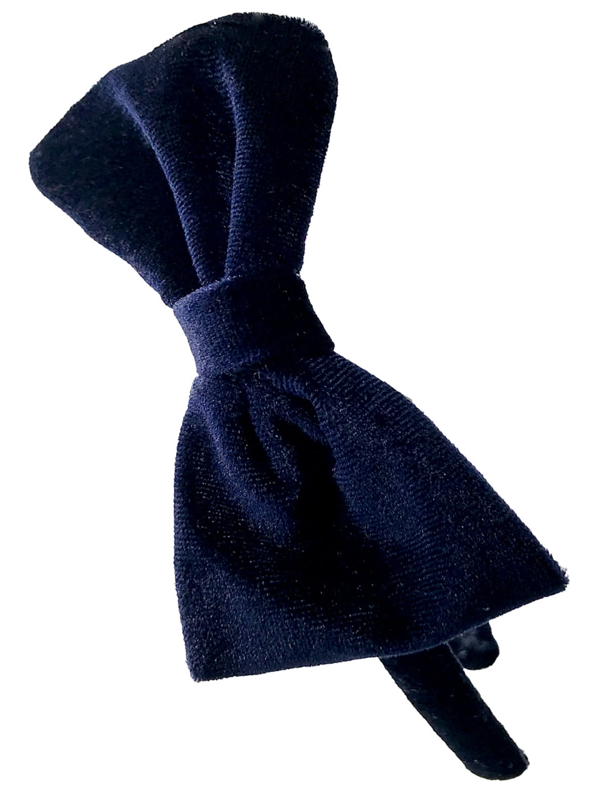 Синий бархатный ободок с бантиком