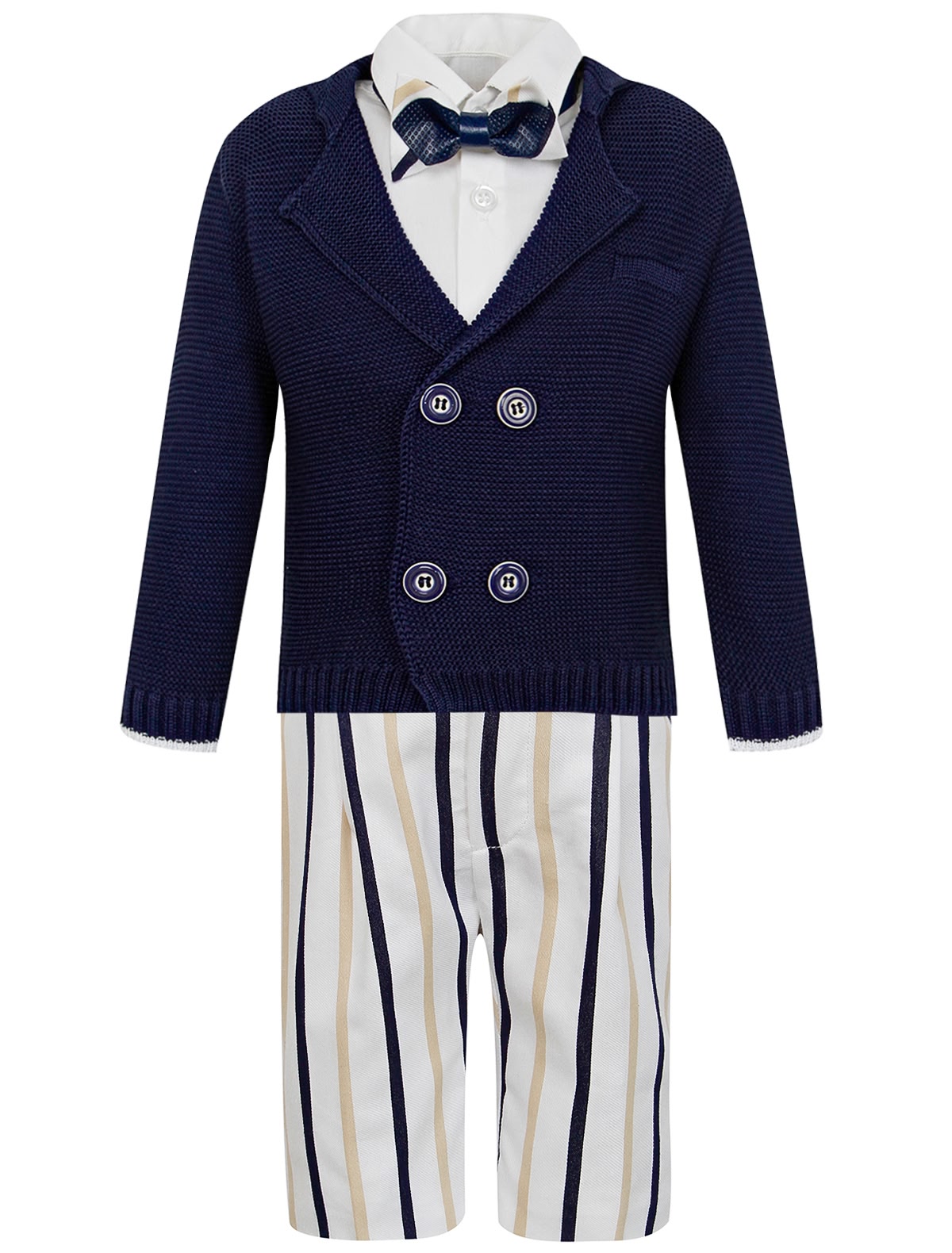 Комплект из кардигана, рубашки, брюк на подтяжках и бабочки