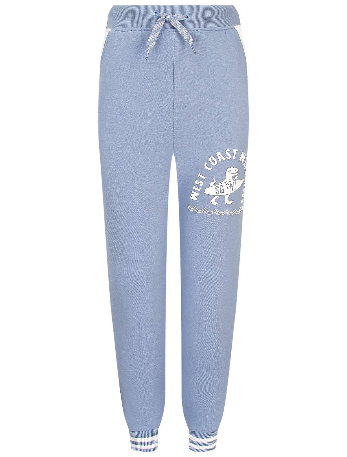 Голубые спортивные брюки с принтом