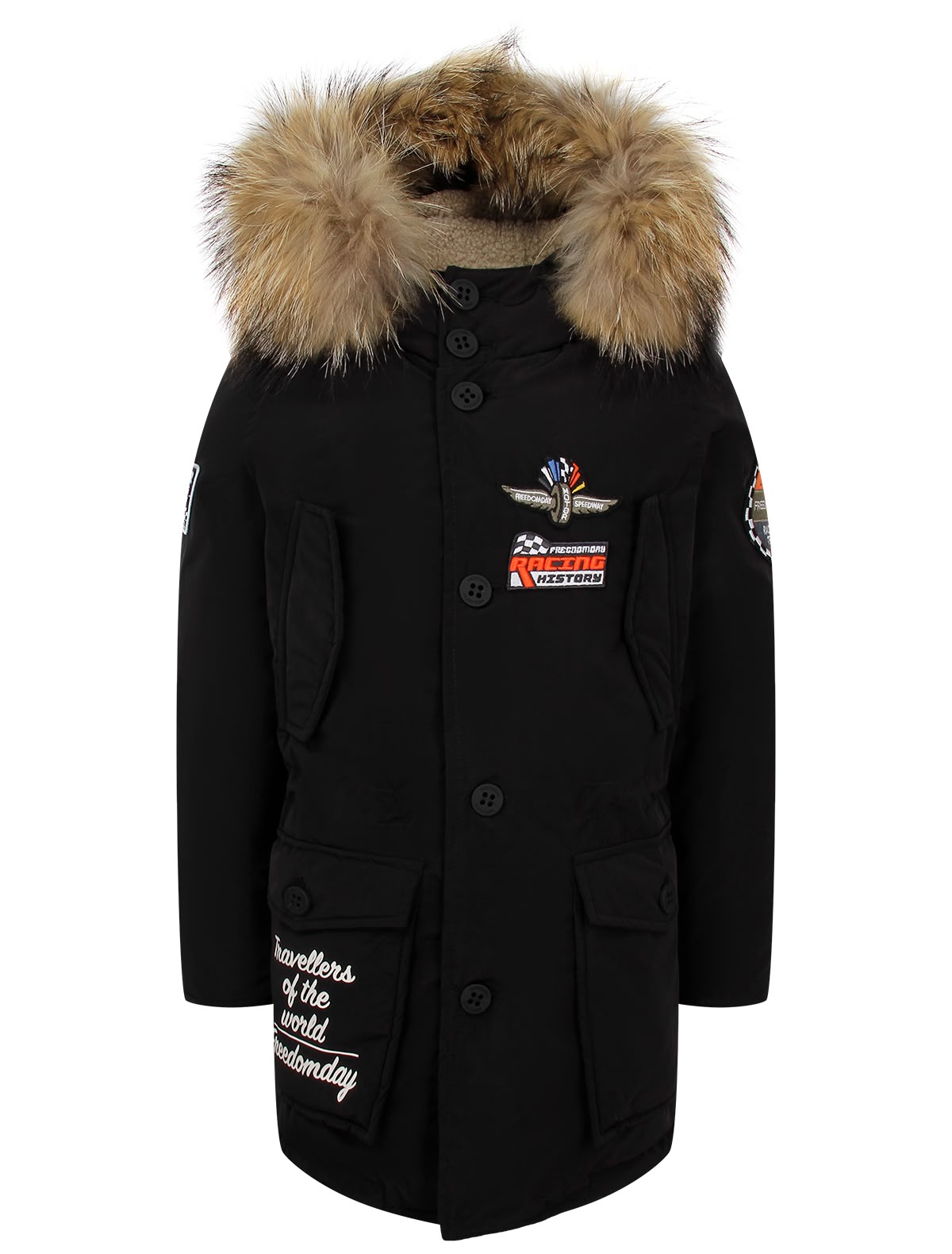 Черная парка с патчами