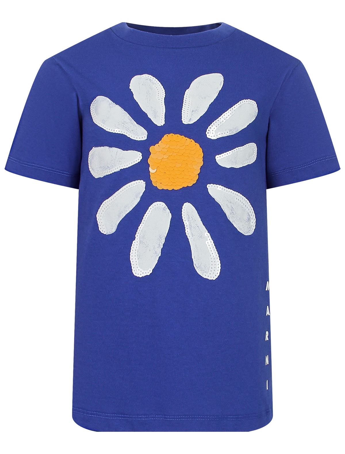 Синяя футболка с ромашкой