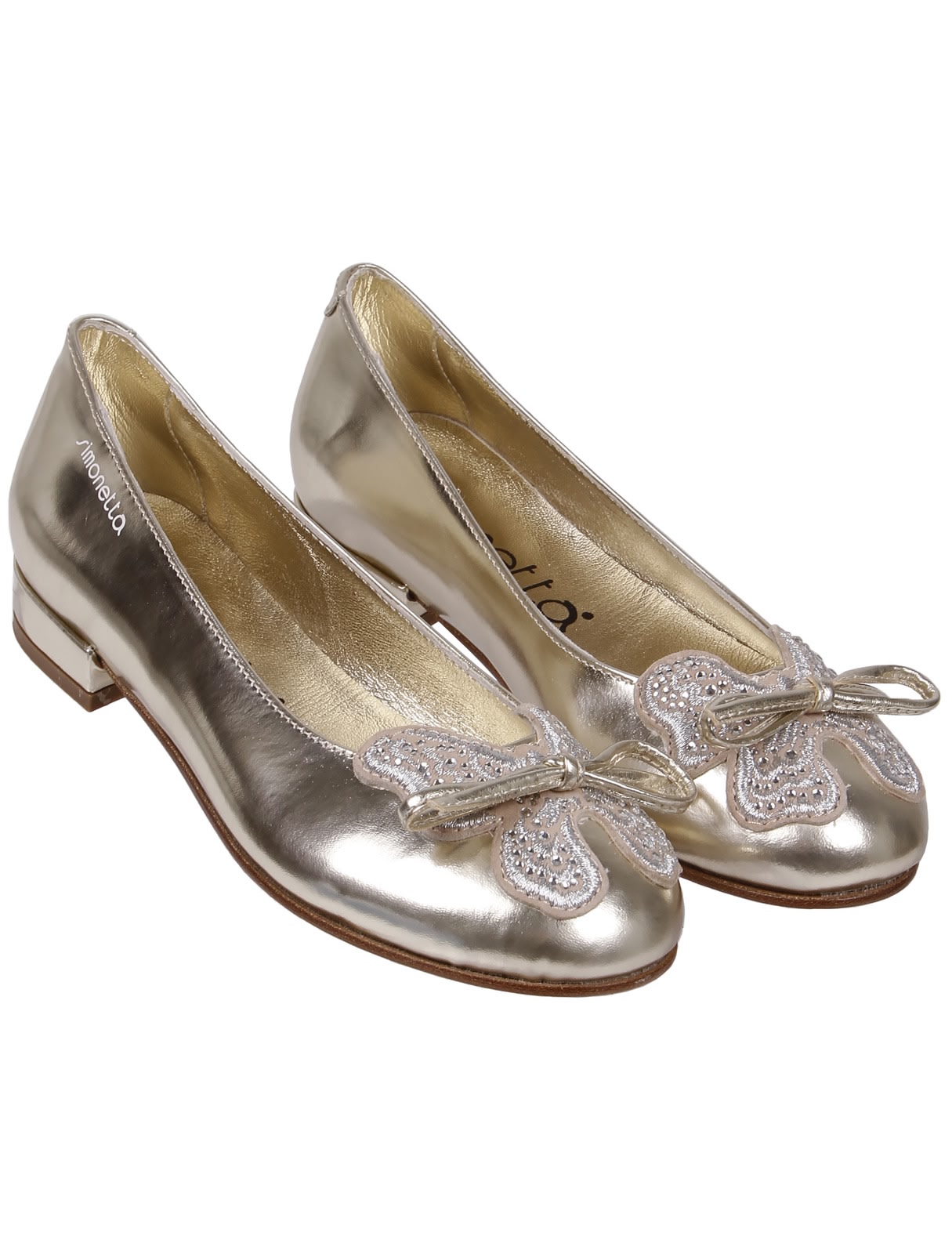 Золотистые туфли из натуральной кожи