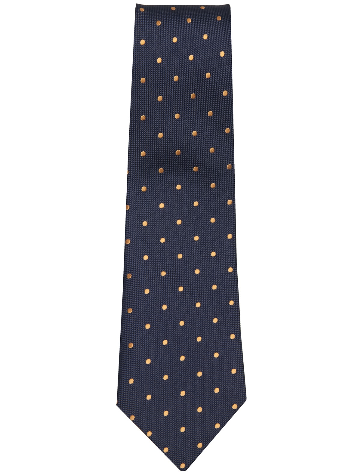 Тёмно-синий галстук в золотой горошек