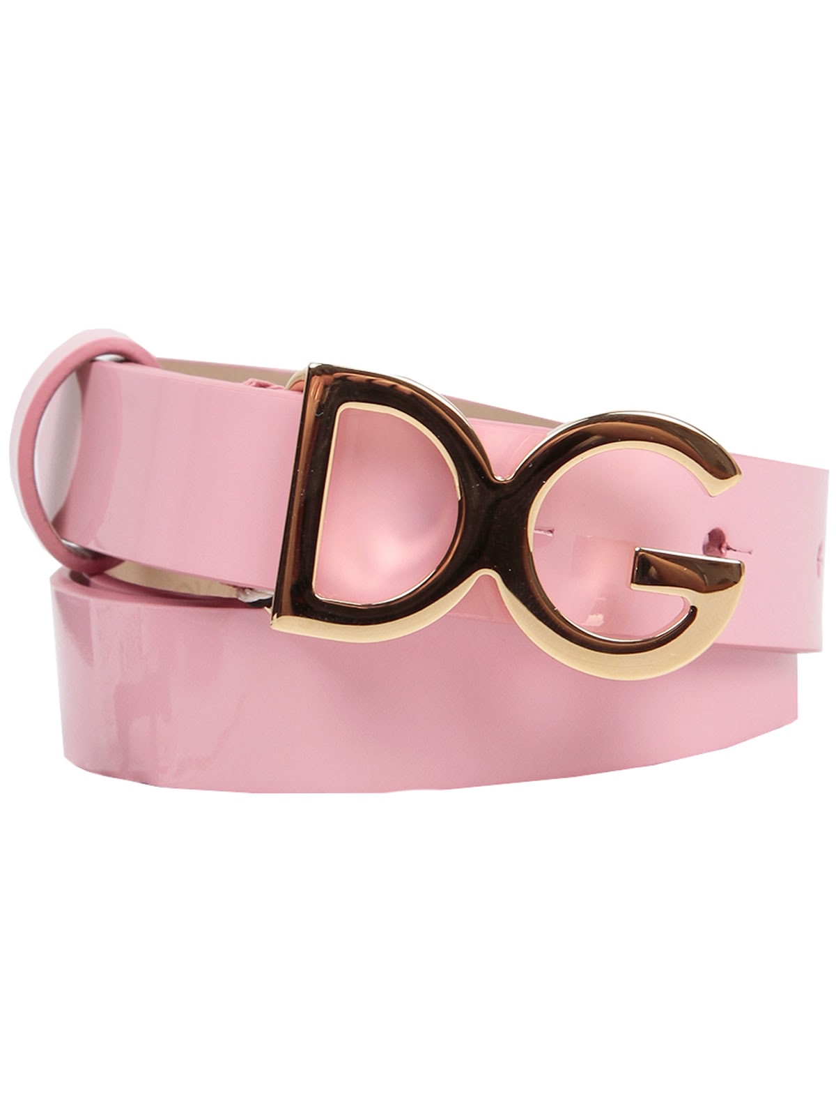 Розовый ремень из лакированной кожи с лого