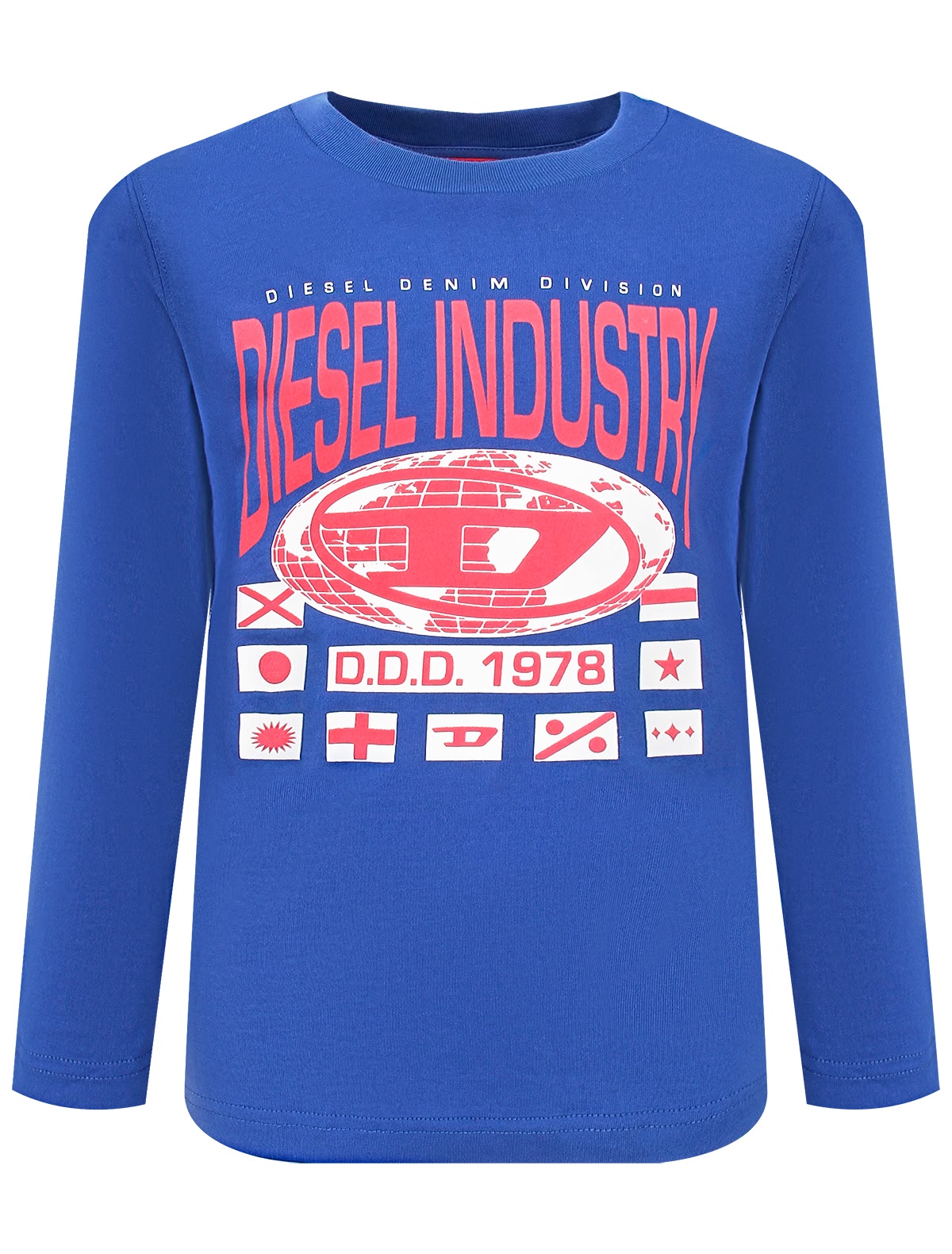 Синий лонгслив с принтом