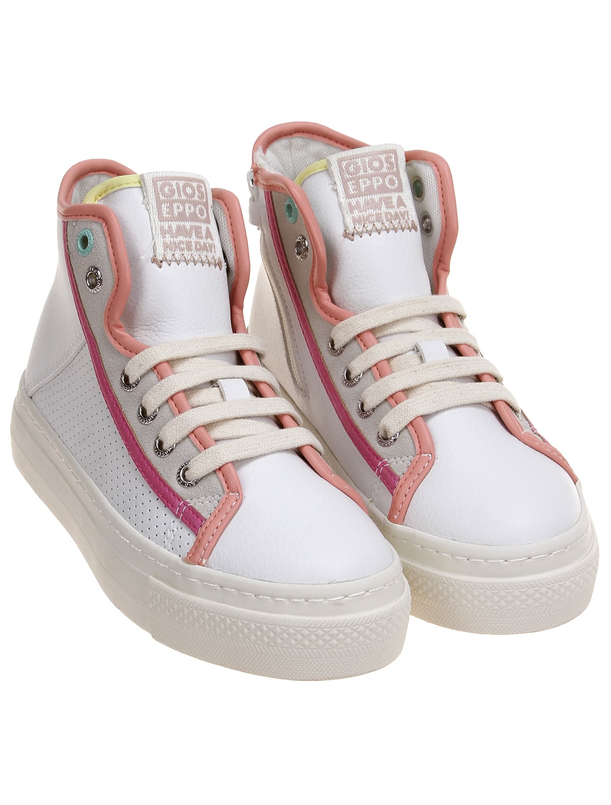 Высокие кеды с розовым кантом