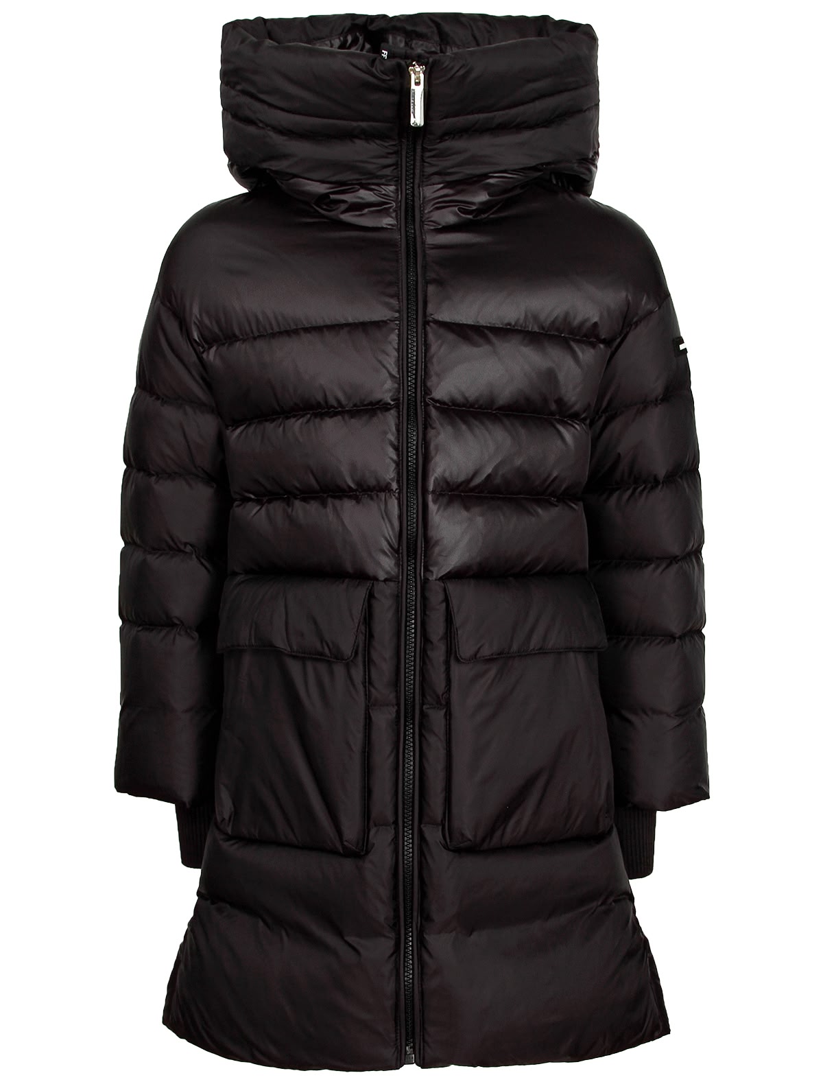 Пуховое пальто из нейлона черного цвета