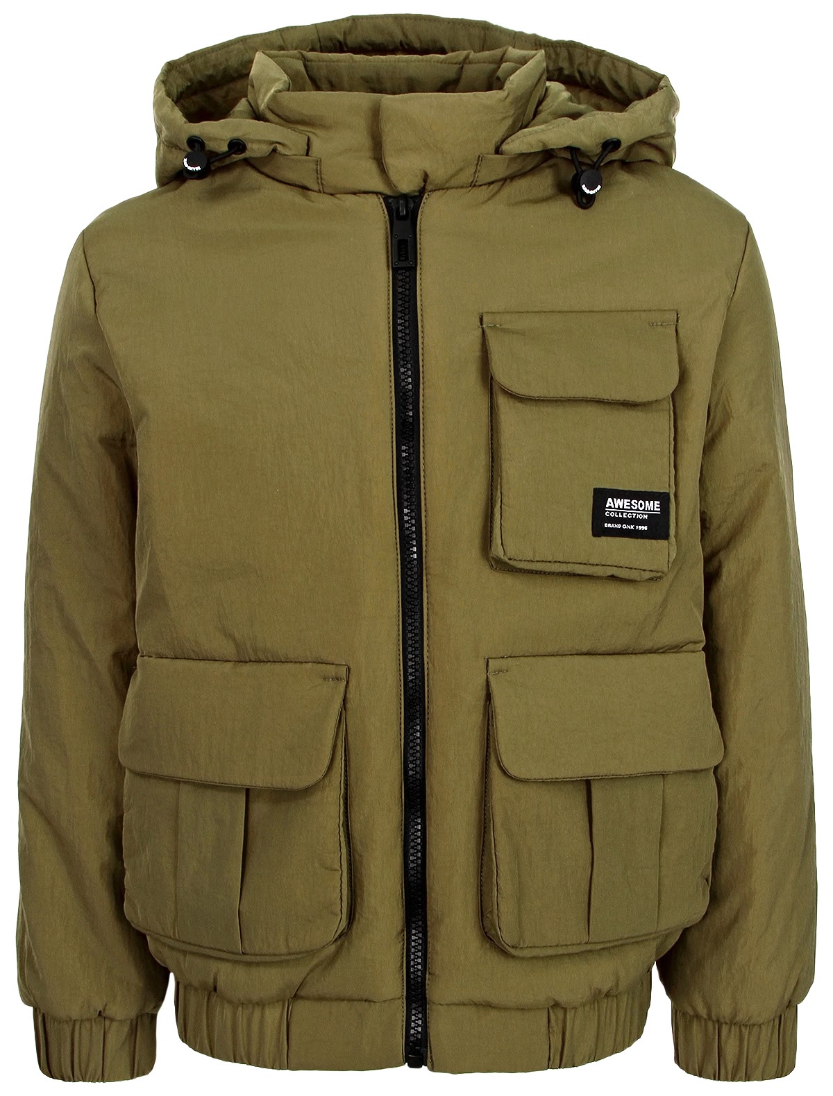 Куртка цвета хаки с накладными карманами