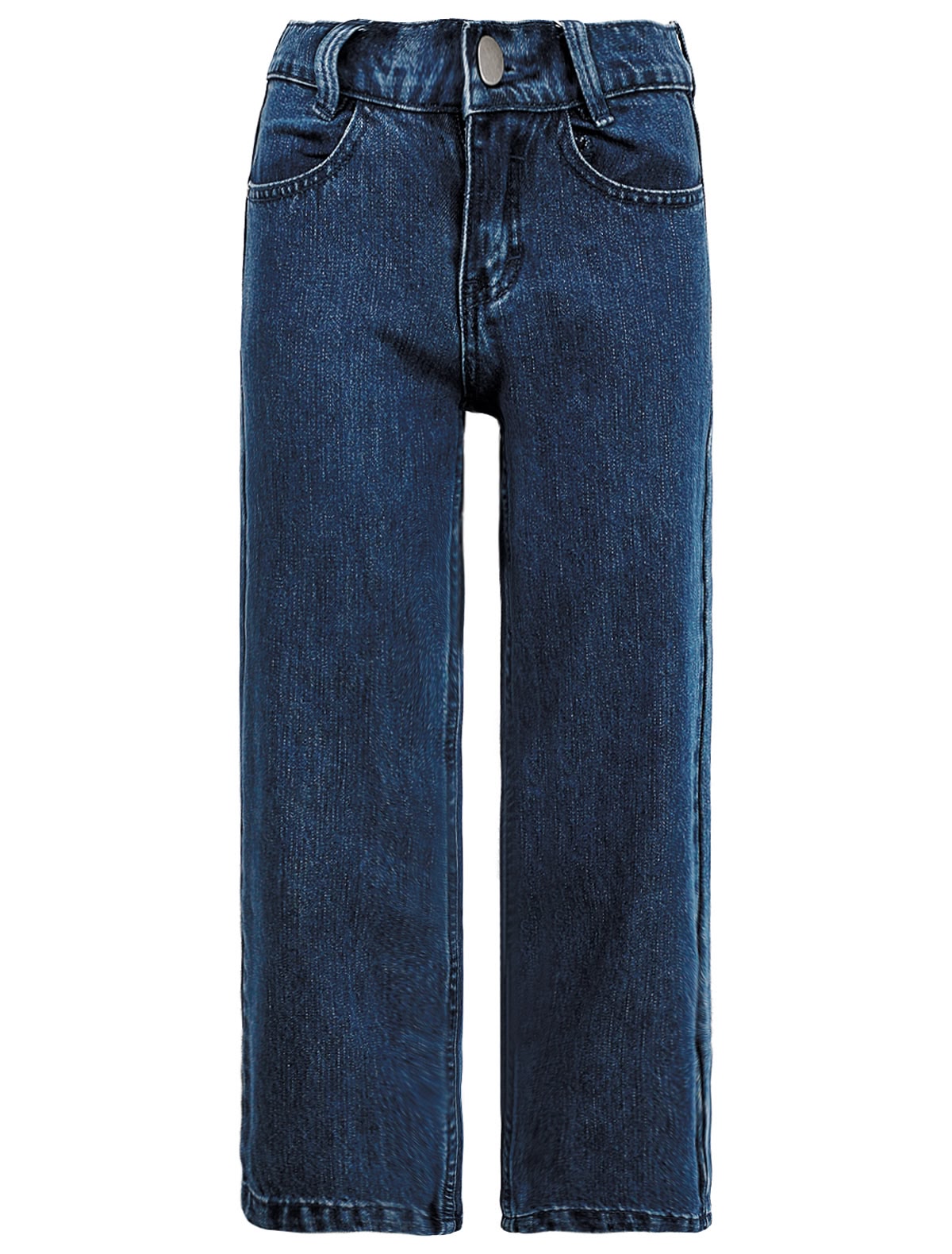 Прямые синие джинсы